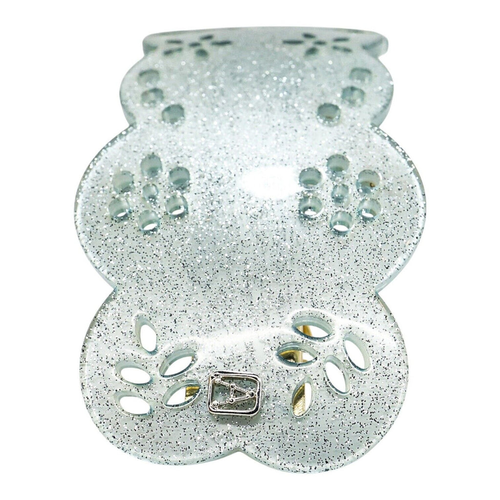 Vintage Alexander De Paris Hair Barrette Bridal Lace Look Light Blue Glittery