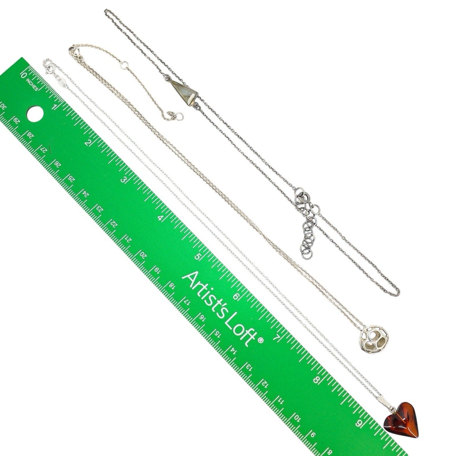 Lot Of 3 Stackable Sterling Silver Layered Necklace Set Labradorite Amber Boho