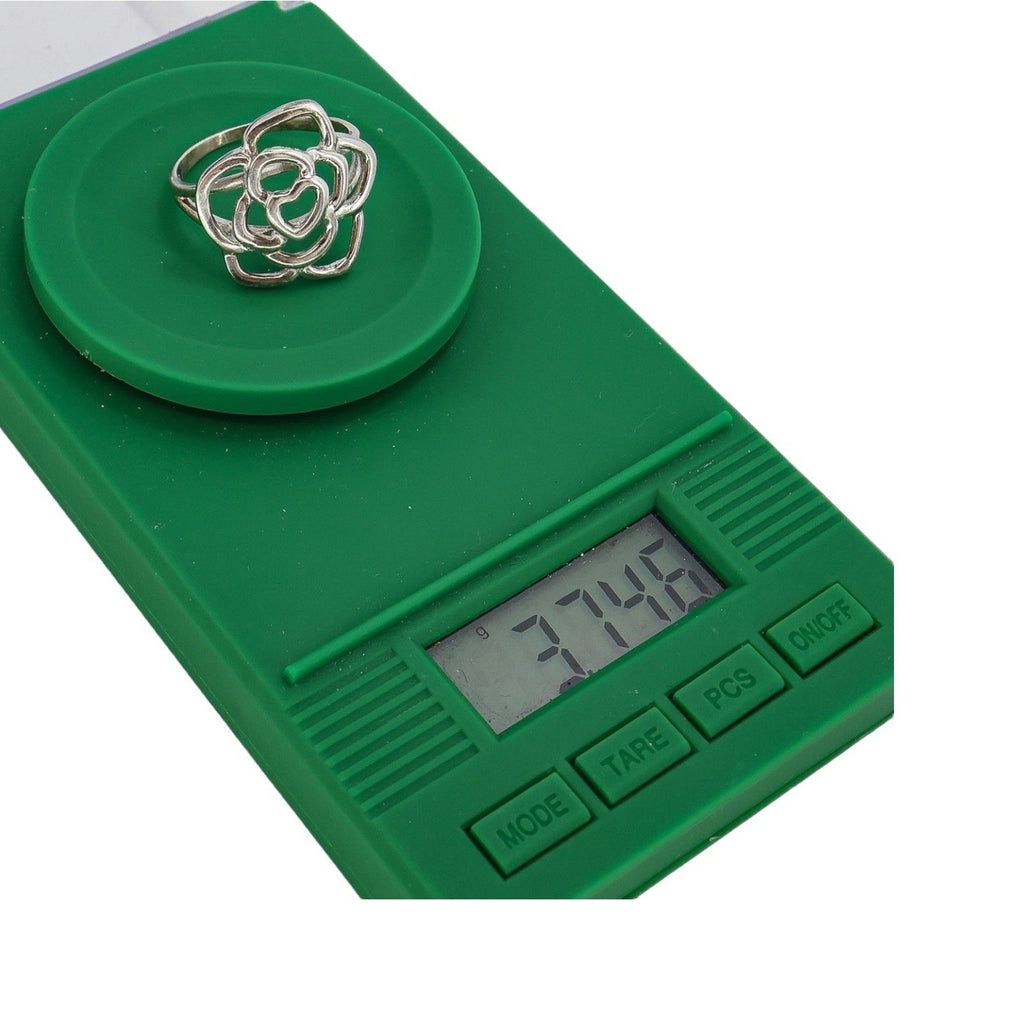 Sterling Silver Openwork Rose Ring 925 Floral Outline Heart Center 3.7G Size 9