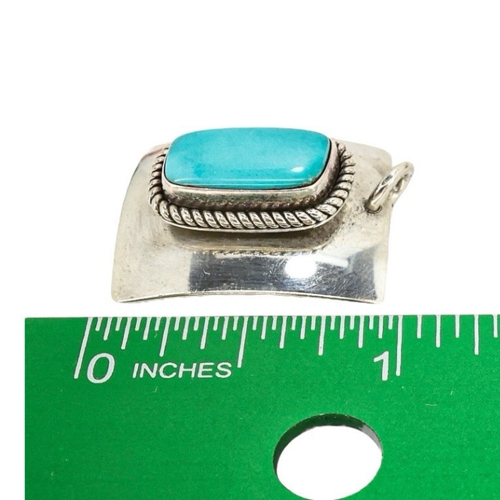 Native American Navajo Artie Yellowhorse Sterling Silver Turquoise Pendant Signed