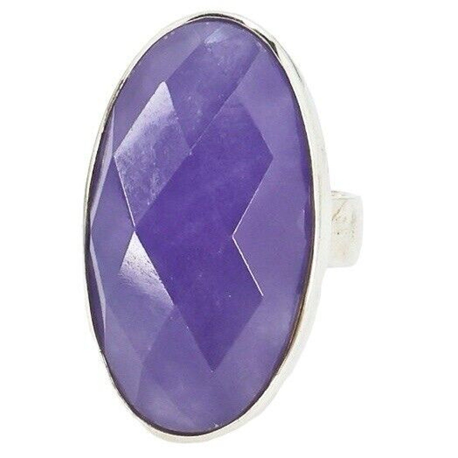 Statement Party Cocktail Ring Size 7 Sterling Silver 925 Purple Stone PJS