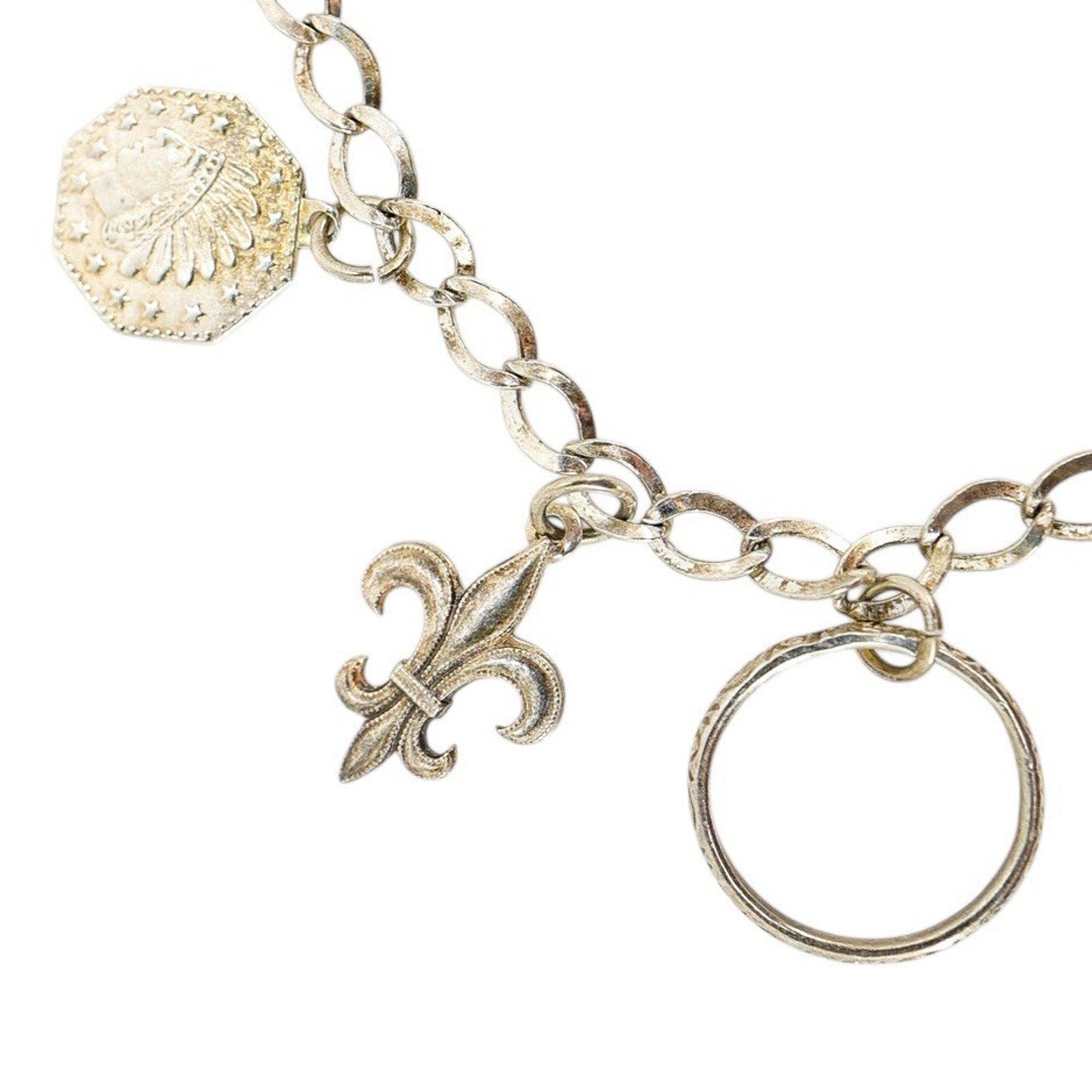 Vintage Sterling Silver Charm Bracelet Musical Sports Love Faith Lucky Symbols