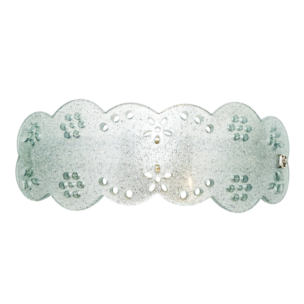 Vintage Alexander De Paris Hair Barrette Bridal Lace Look Light Blue Glittery