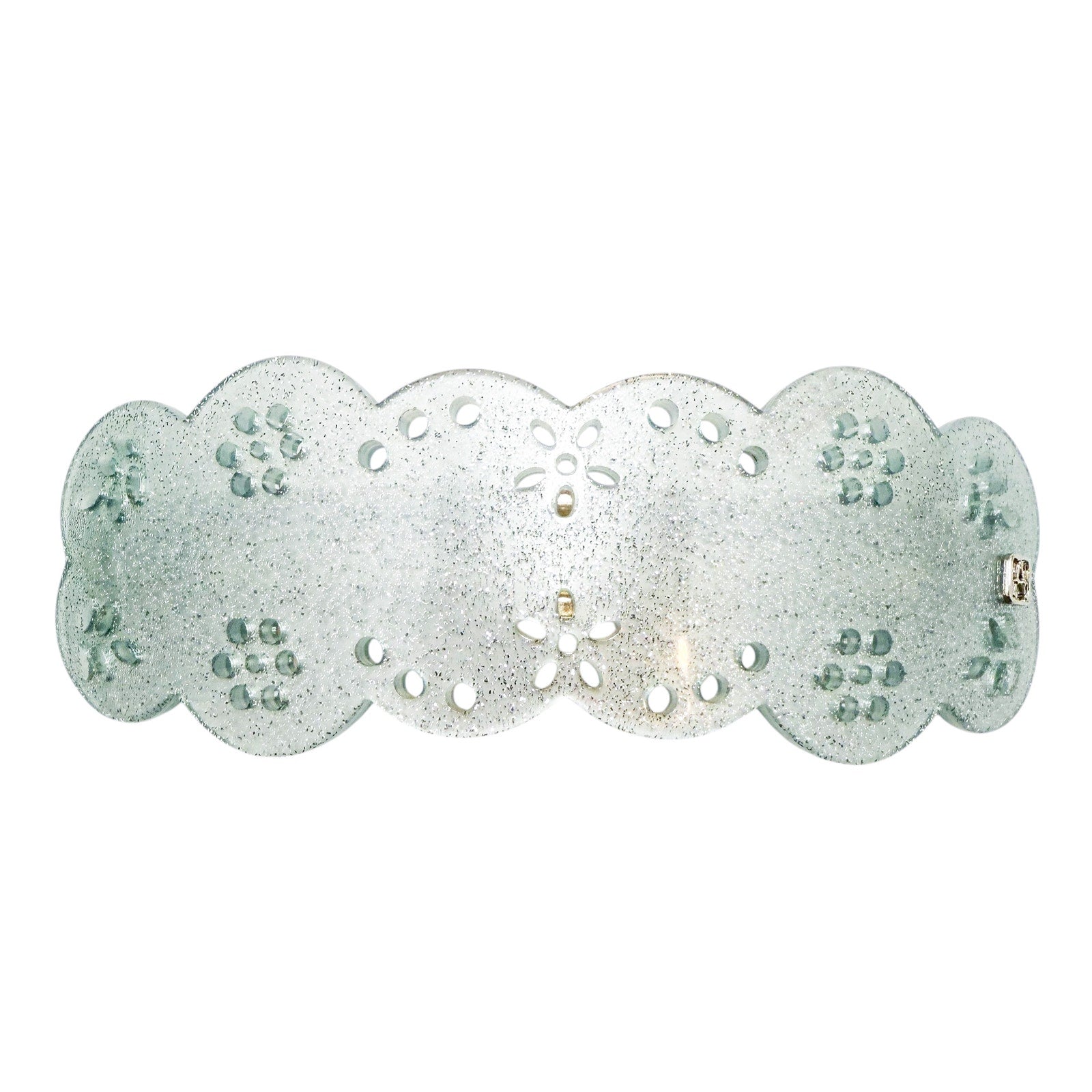 Vintage Alexander De Paris Hair Barrette Bridal Lace Look Light Blue Glittery