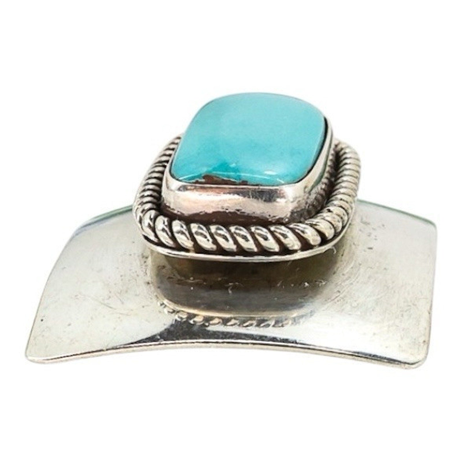Native American Navajo Artie Yellowhorse Sterling Silver Turquoise Pendant Signed