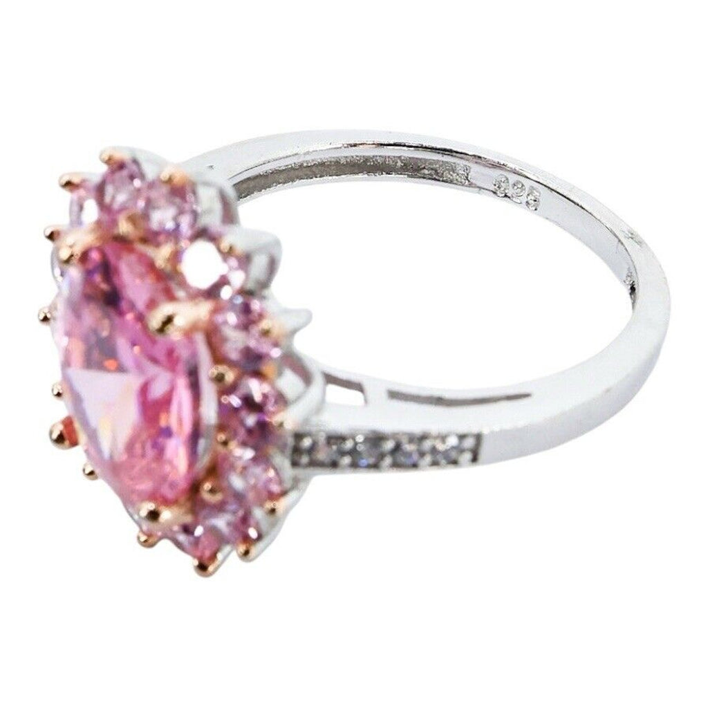 Large Statement Cocktail Sterling Silver Ring 925 Pink Oval Stone Size 7