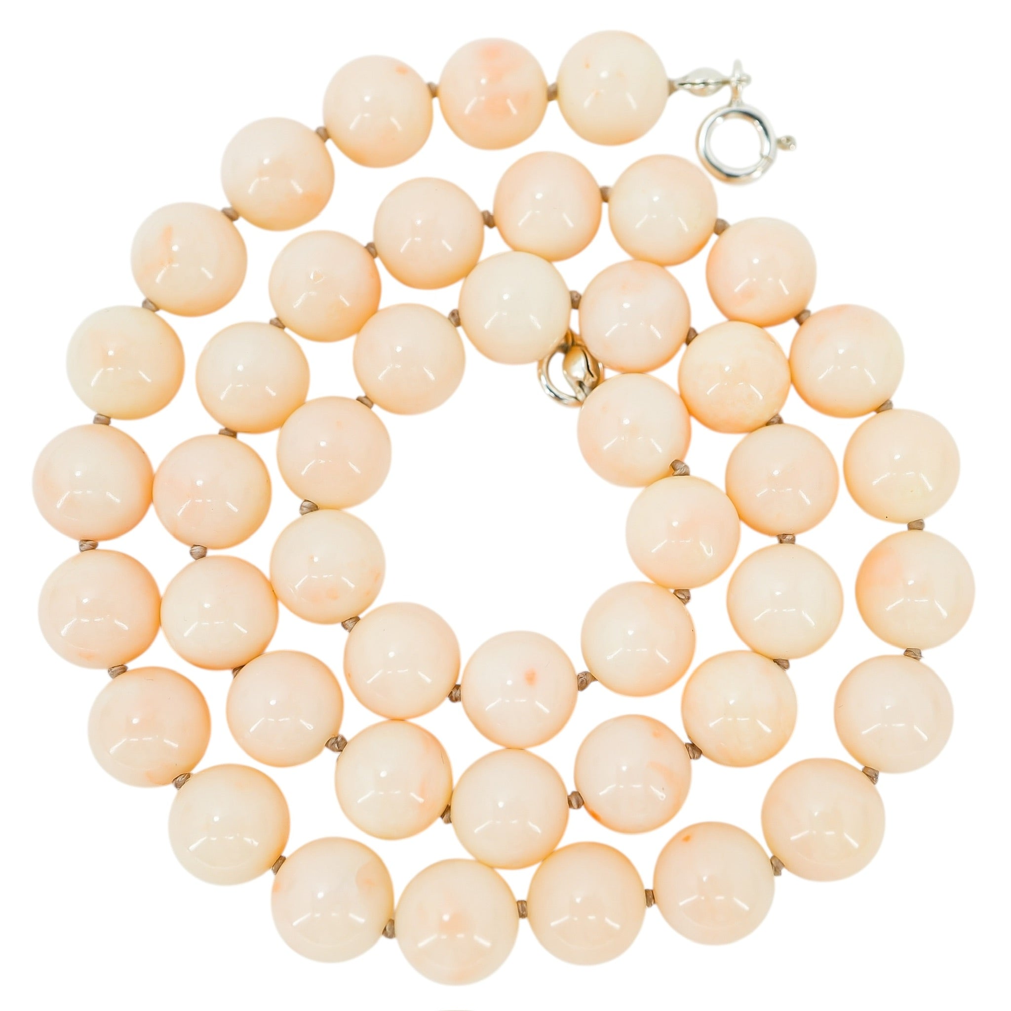 Blush Pink Angel Skin Momo Coral Necklace - New Strung w NOS Beads - 9mm 49g 18”