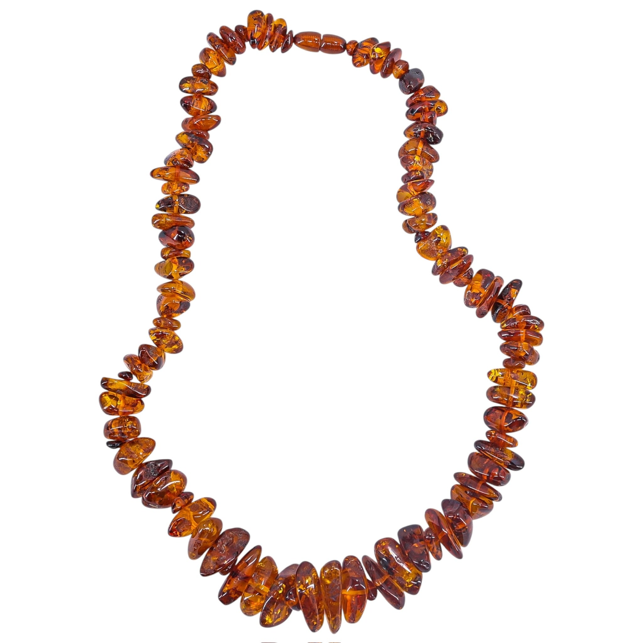 Vintage Baltic Amber Nugget Bead Boho Necklace 83g 25” - Honey Cognac