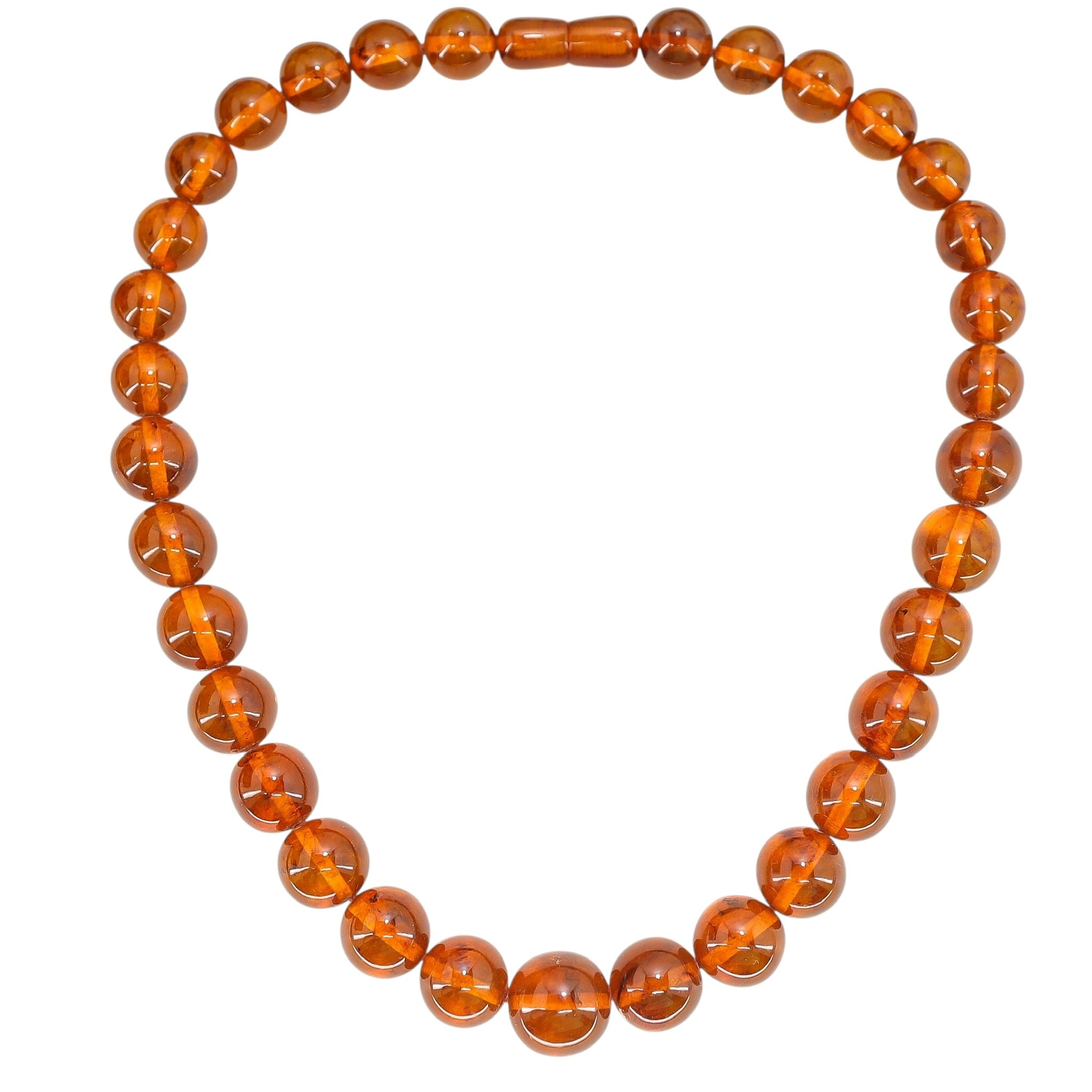Vintage MCM MOD Camphor Resin Bead Necklace Faux Amber 17”
