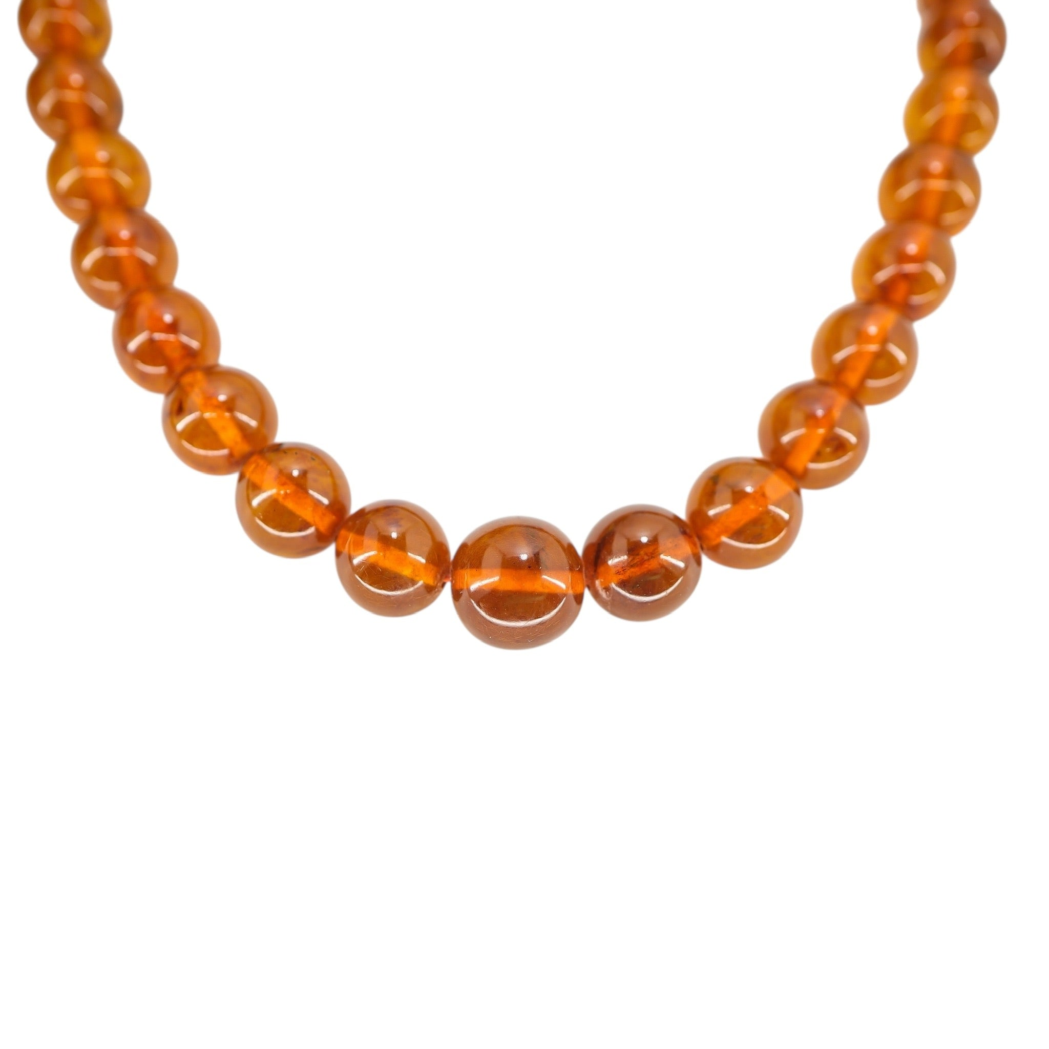 Vintage MCM MOD Camphor Resin Bead Necklace Faux Amber 17”