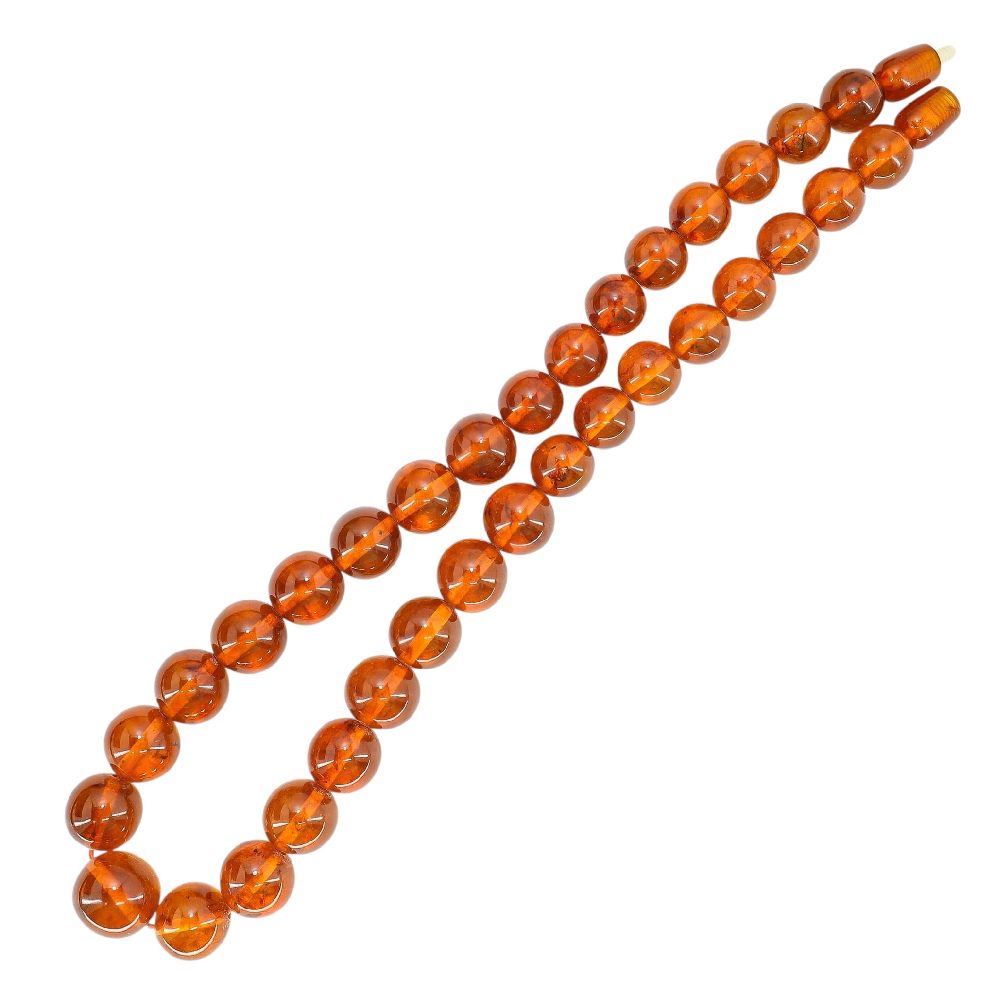 Vintage MCM MOD Camphor Resin Bead Necklace Faux Amber 17”