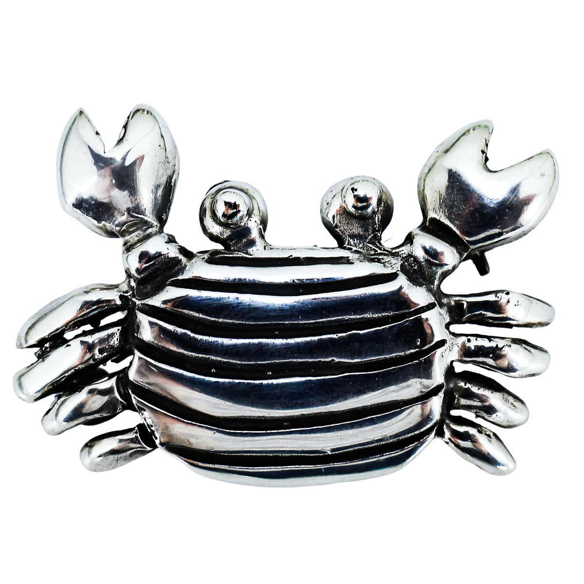 Vintage Sterling Silver Crab Brooch Pin Sculptural Modernist Coastal 1.5” 12.4g