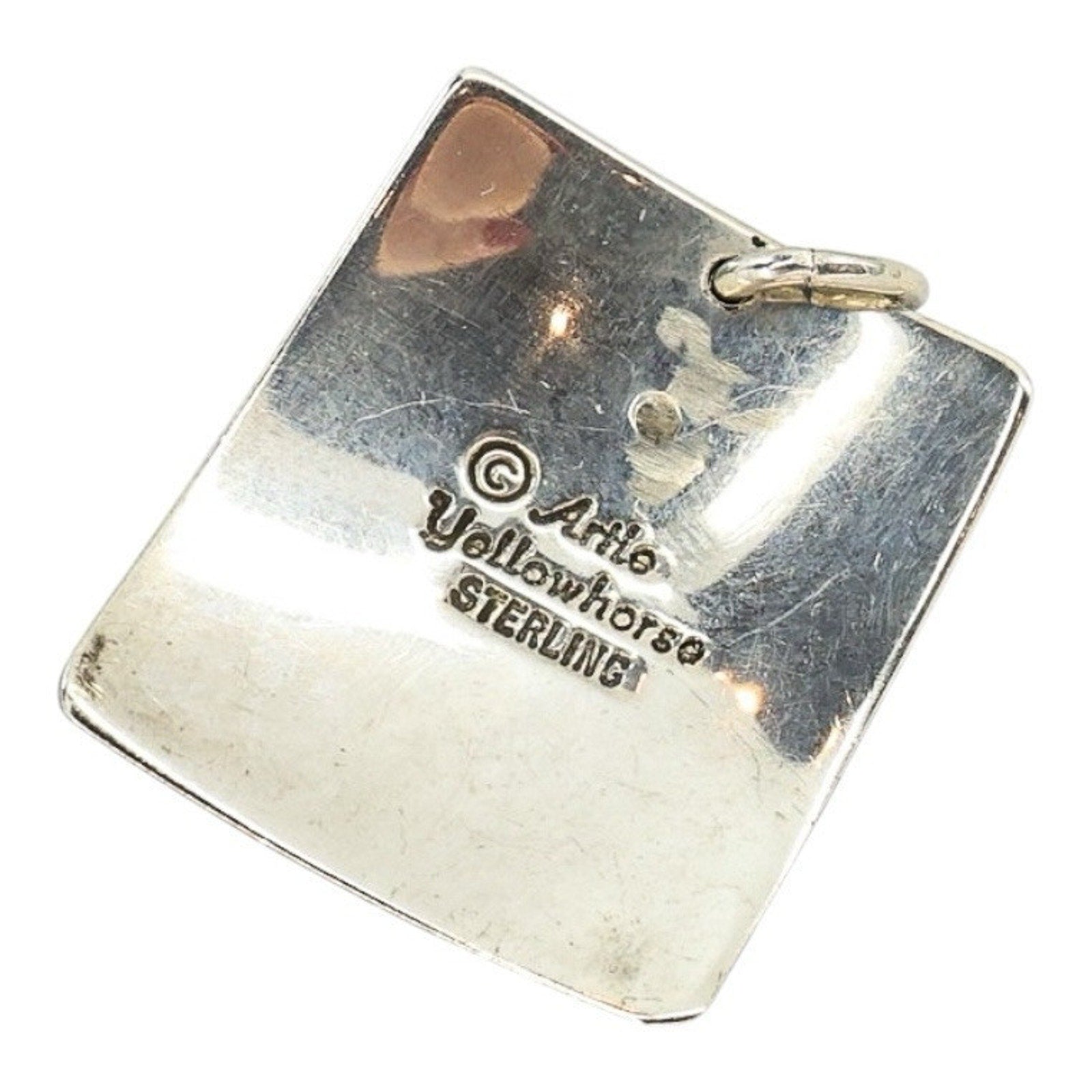 Native American Navajo Artie Yellowhorse Sterling Silver Turquoise Pendant Signed
