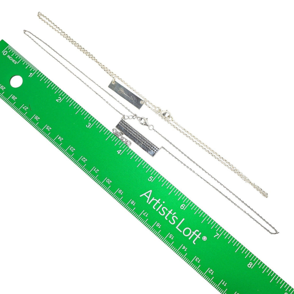 Lot of 2 Layered Necklaces Minimalist Elegant Sterling Silver Bar Pendants