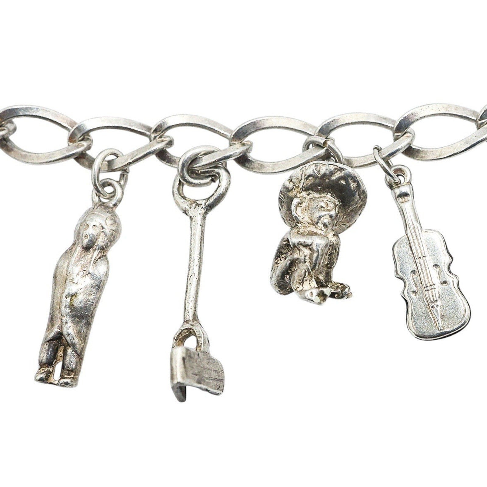 Heavy Silver Wild West Western Charm Bracelet 34g Cowboy Rodeo Boho Acid Tested