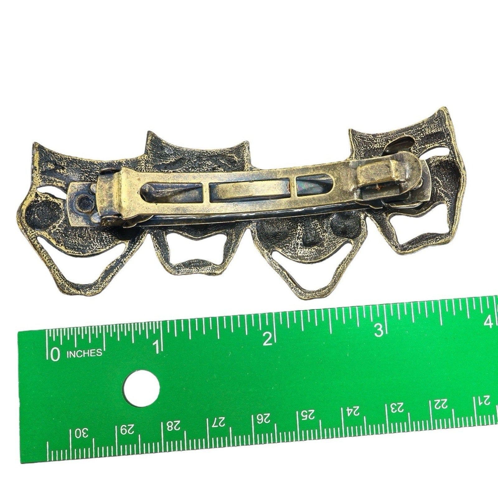 Lot Of Metal Hair Clips Barrettes - Brass Comedy Tragedy Masks - Gunmetal Filigree