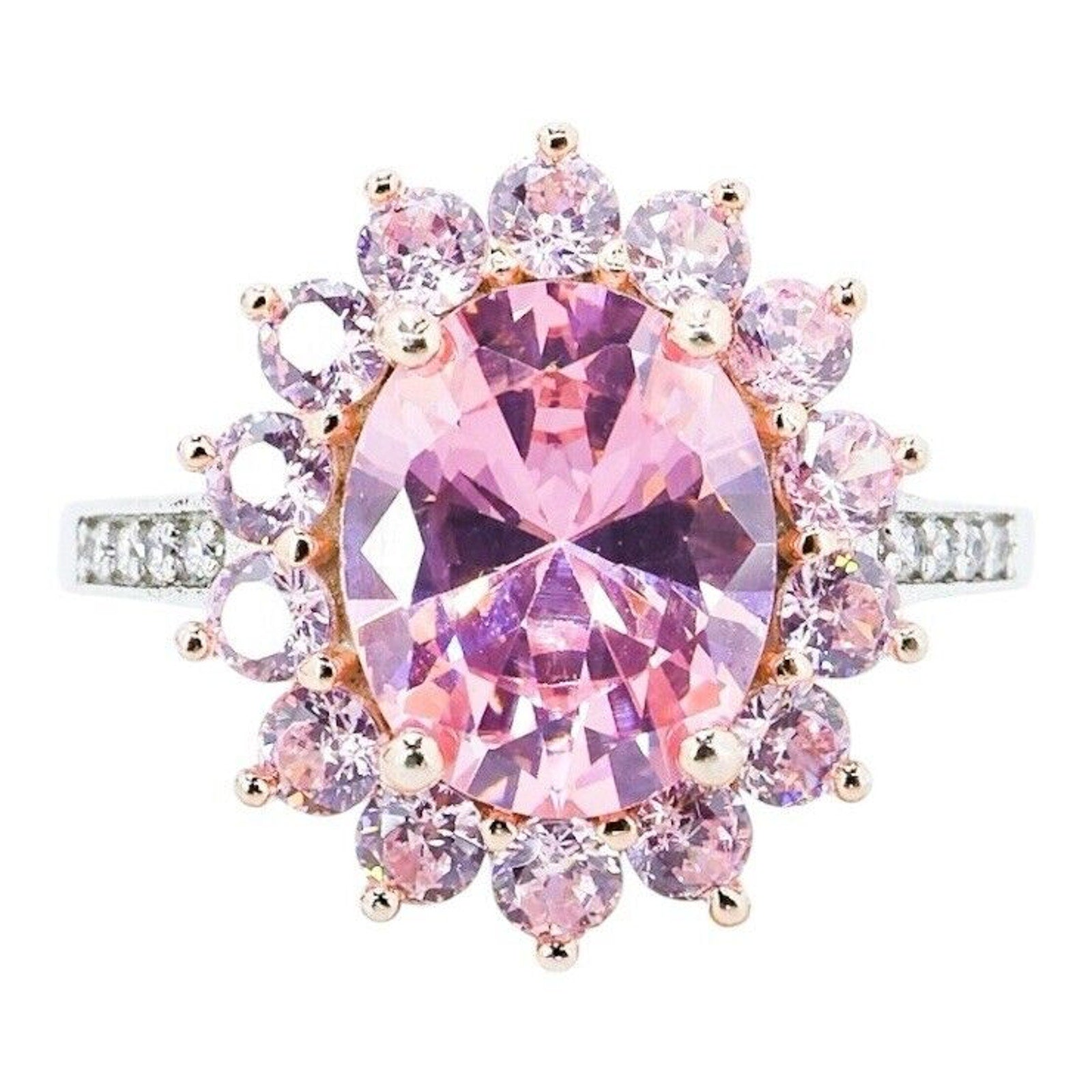 Large Statement Cocktail Sterling Silver Ring 925 Pink Oval Stone Size 7
