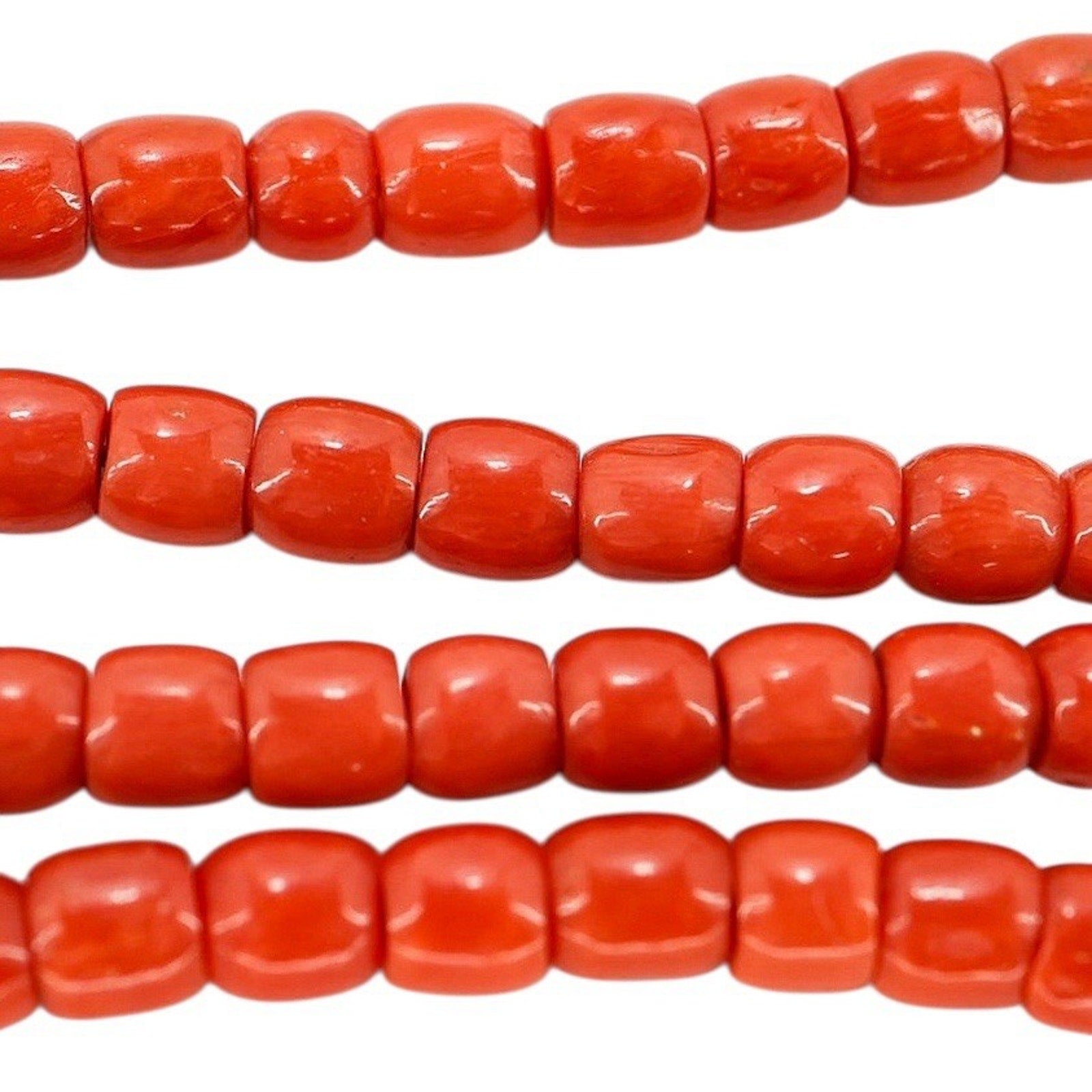 Vintage Natural Undyed Red Orange Salmon Coral Necklace Gold Filled Clasp 29g