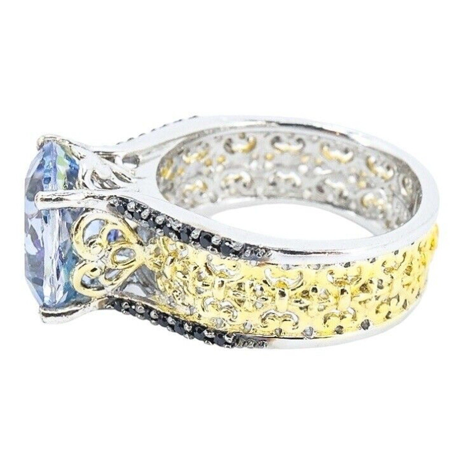 Large Statement Mystic Topaz Sterling Silver Ring STS Chuck Clemency Size 7.5