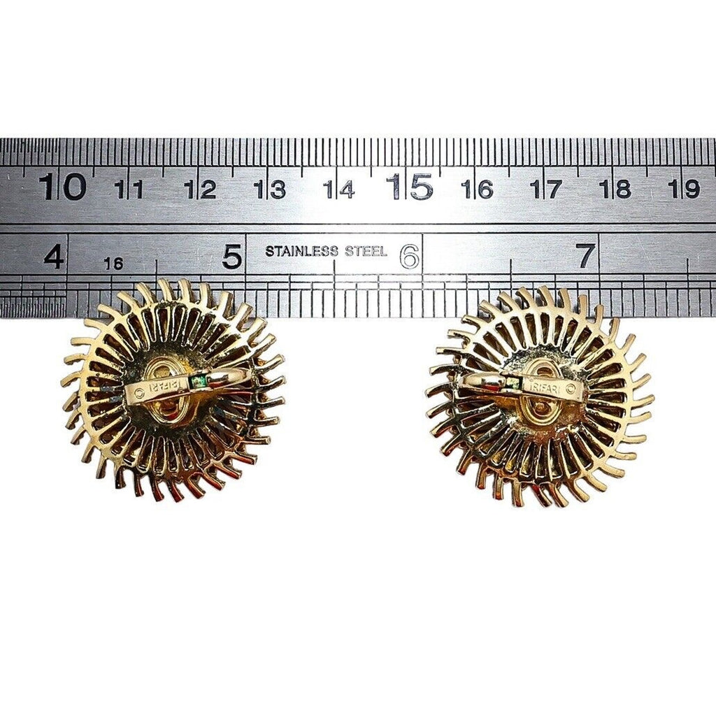 Crown Trifari Modernist Gold Tone Clip On Earrings