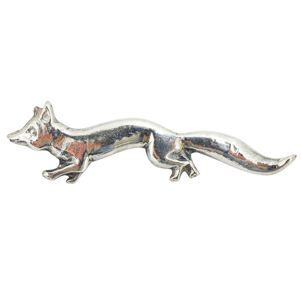 Vintage MCM Handmade Sterling Fox Brooch Silver Mexico Stamp C-Clasp 2.5” 1950s