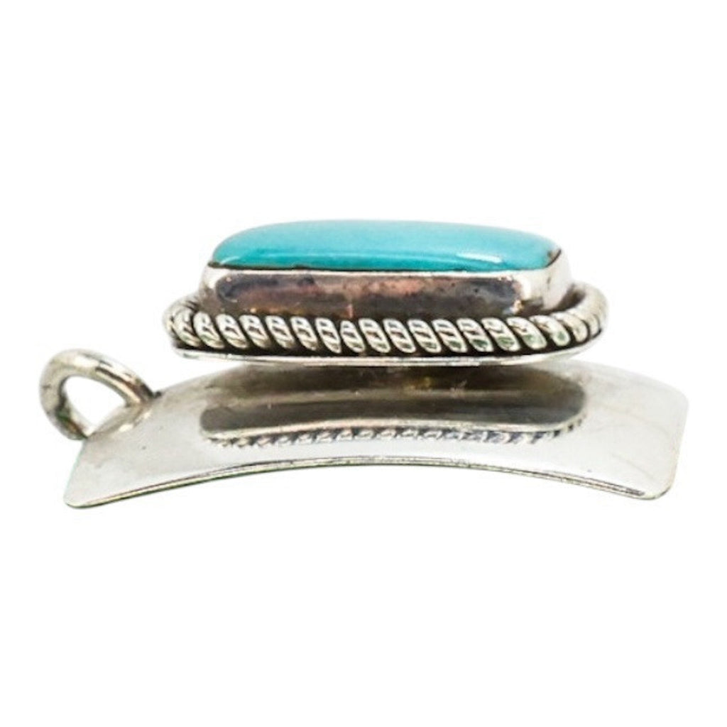 Native American Navajo Artie Yellowhorse Sterling Silver Turquoise Pendant Signed