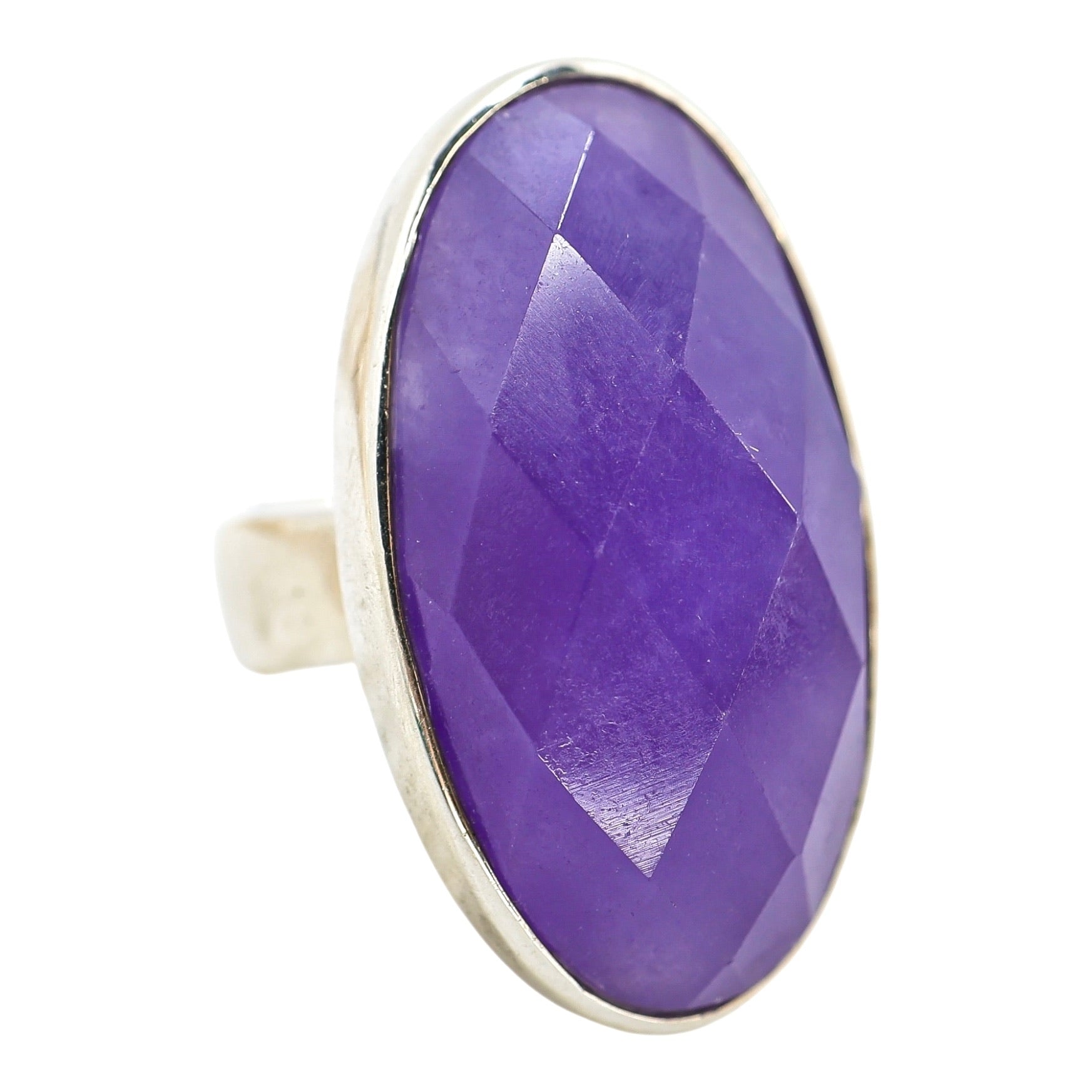 925 Sterling Silver Purple Stone Ring – Size 7, Celestial Back, Y2K Statement