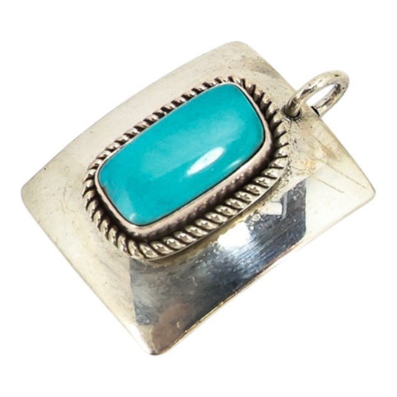 Native American Navajo Artie Yellowhorse Sterling Silver Turquoise Pendant Signed