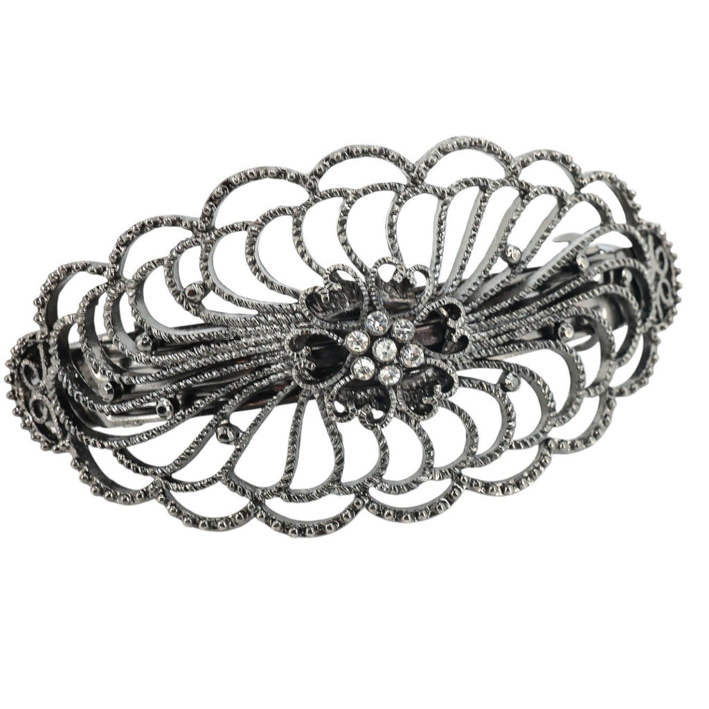 Lot Of Metal Hair Clips Barrettes - Brass Comedy Tragedy Masks - Gunmetal Filigree