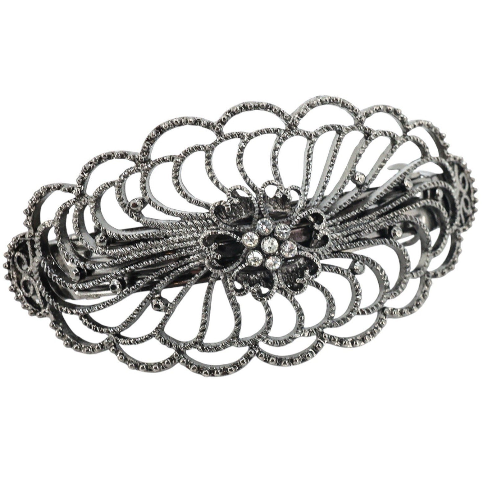 Lot Of Metal Hair Clips Barrettes - Brass Comedy Tragedy Masks - Gunmetal Filigree