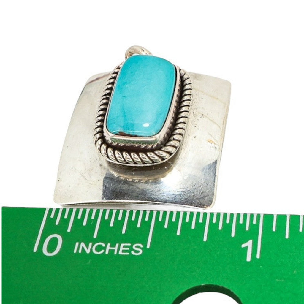 Native American Navajo Artie Yellowhorse Sterling Silver Turquoise Pendant Signed