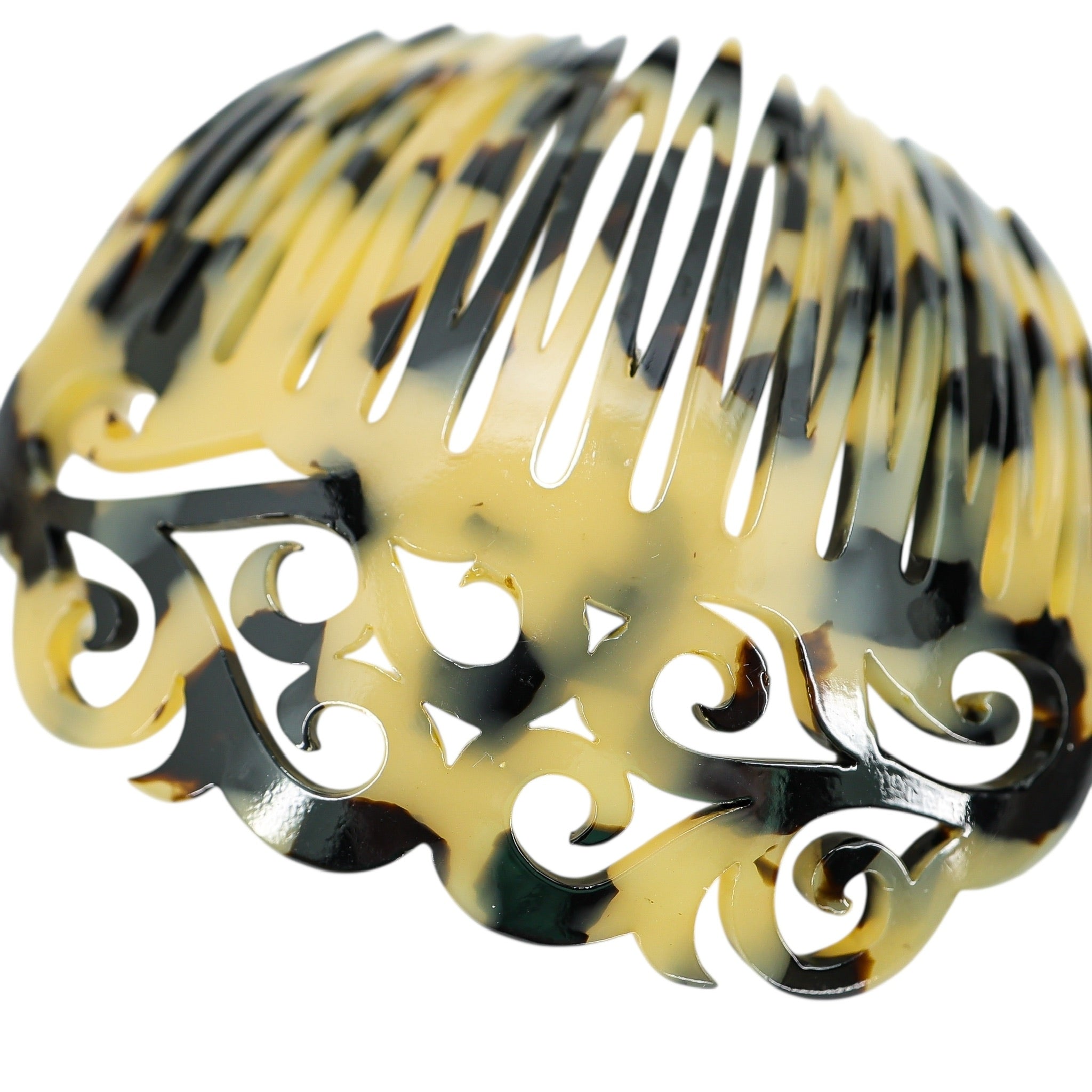 France Luxe Handmade Acetate Ornate Cut-Out Hair Comb - Faux Tortoise Shell - Tokyo Blonde