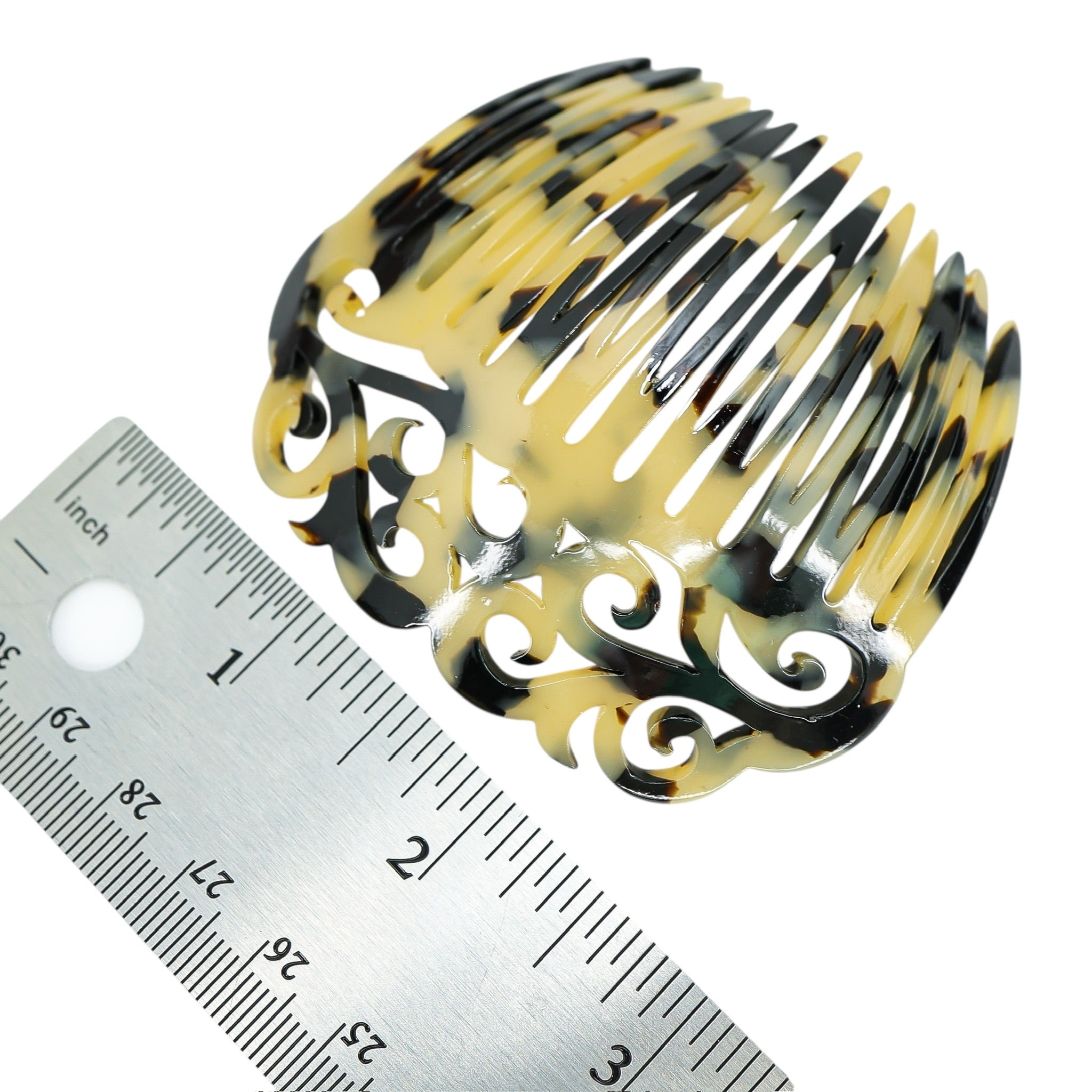 France Luxe Handmade Acetate Ornate Cut-Out Hair Comb - Faux Tortoise Shell - Tokyo Blonde