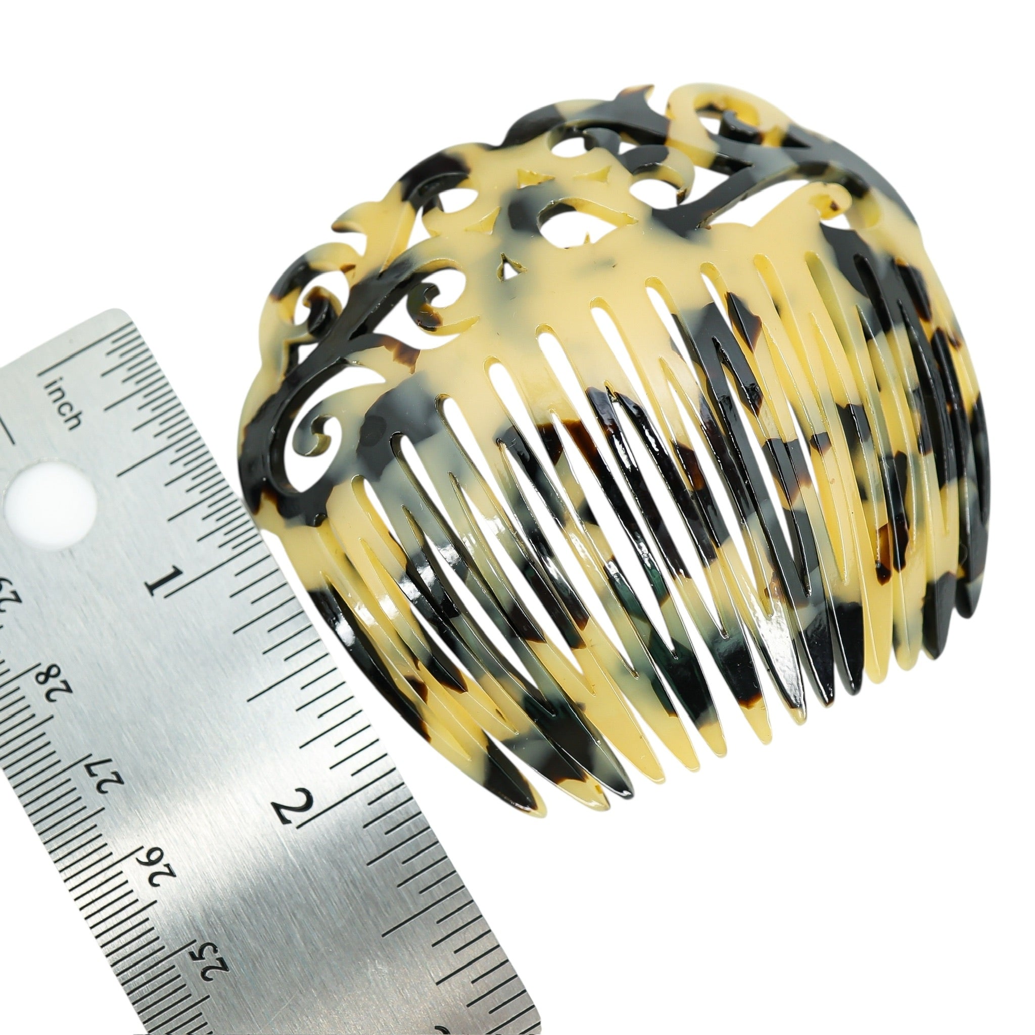 France Luxe Handmade Acetate Ornate Cut-Out Hair Comb - Faux Tortoise Shell - Tokyo Blonde