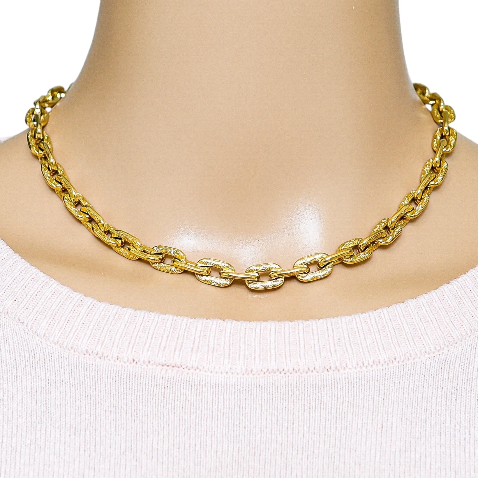 Vintage Kirks Folly Textured Ornate Chain 15” Celestial Charms Near Clasp