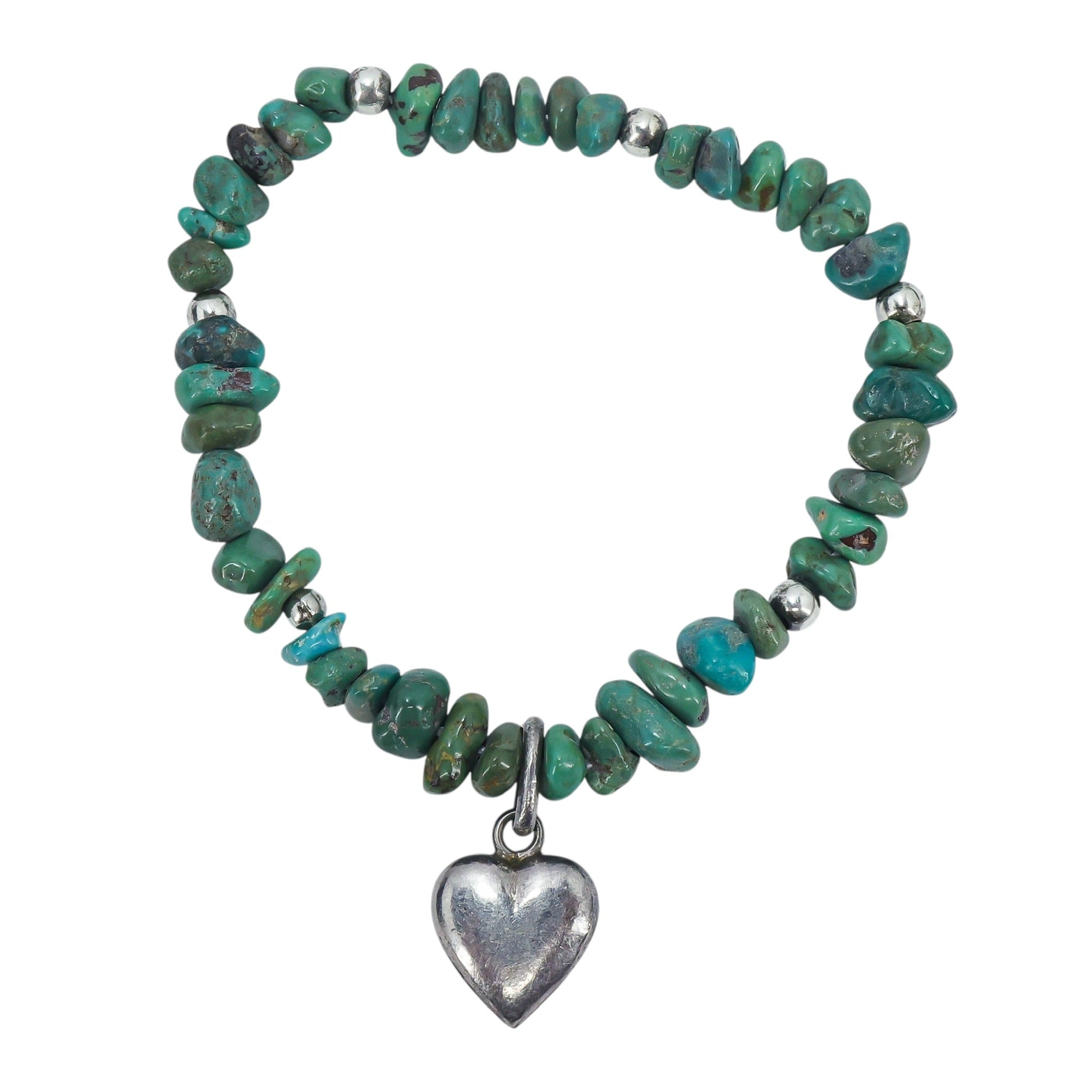 Green Turquoise And Sterling Silver Set Of 2 Bracelets Southwestern 22 g