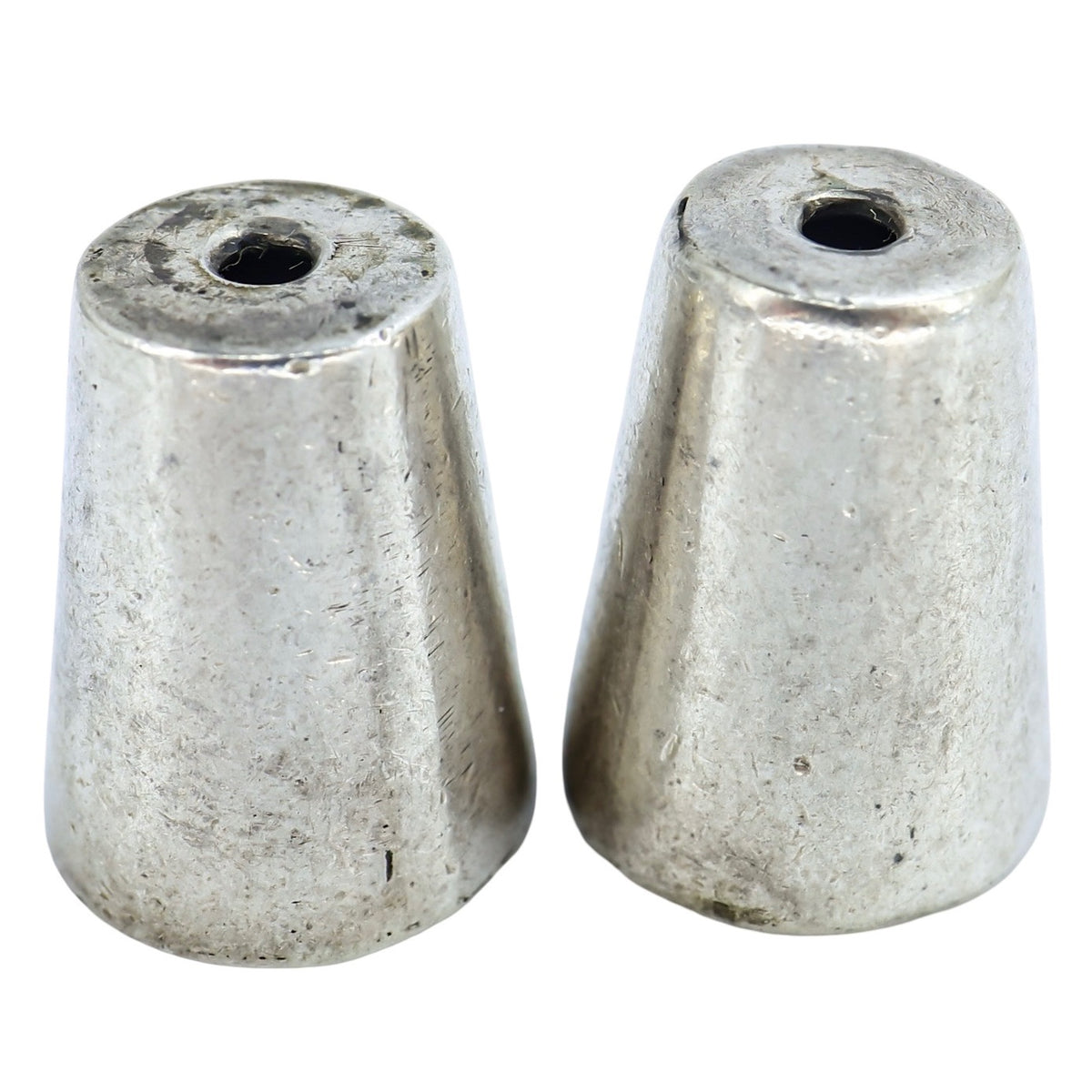 Large Vintage Handmade Sterling Silver Truncated Cone Beads, Pair, 18–19.5 mm, 10.3 g Total