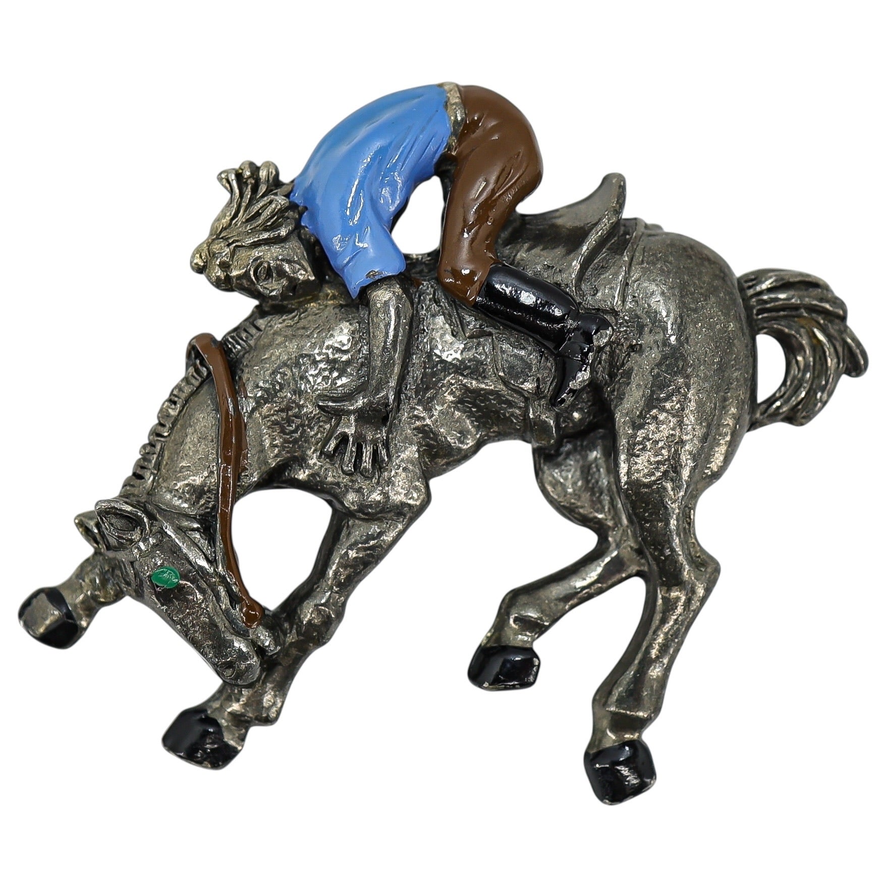 Vintage Horse Rider Equestrian Brooch In Pewter, Large 2.5"