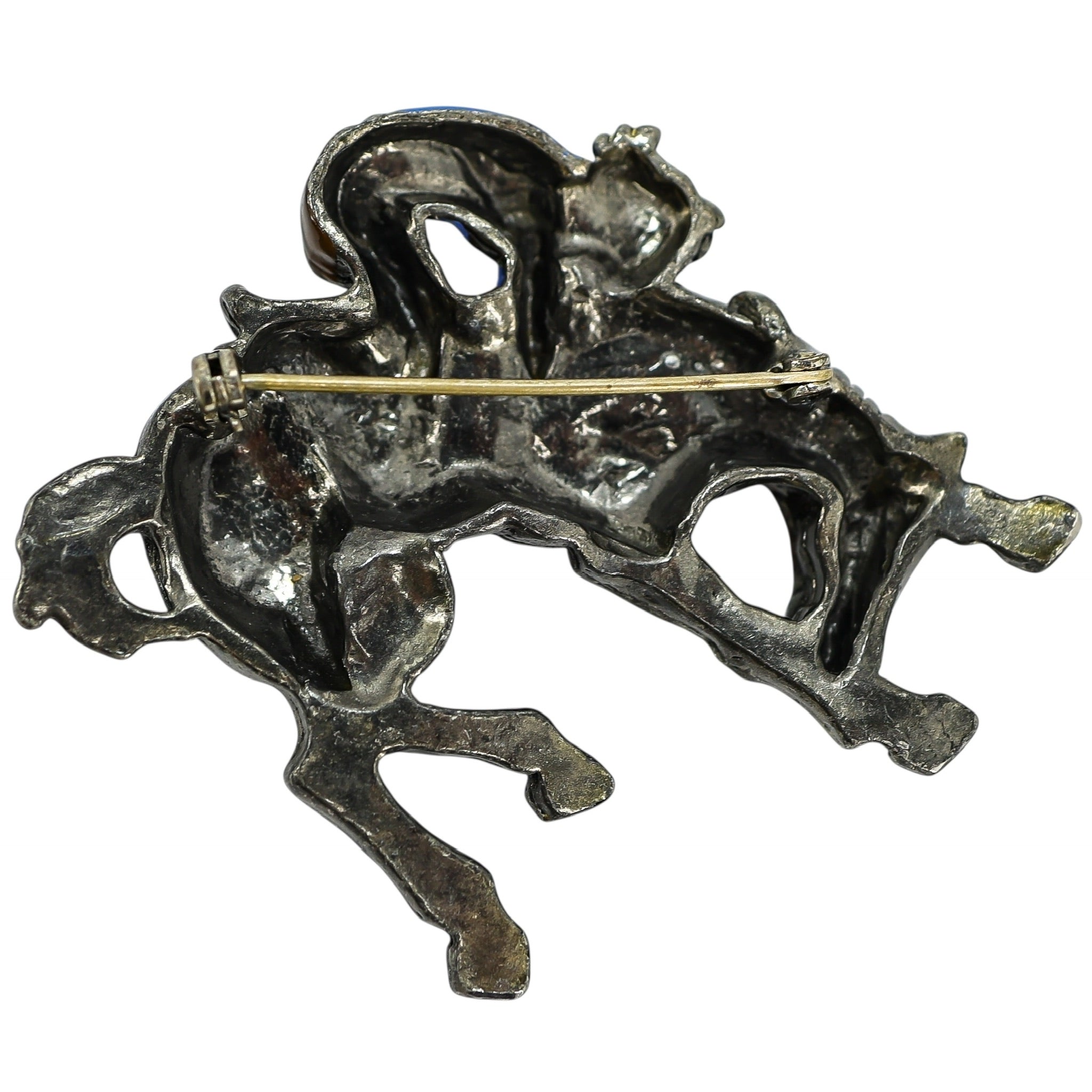 Vintage Horse Rider Equestrian Brooch In Pewter, Large 2.5"