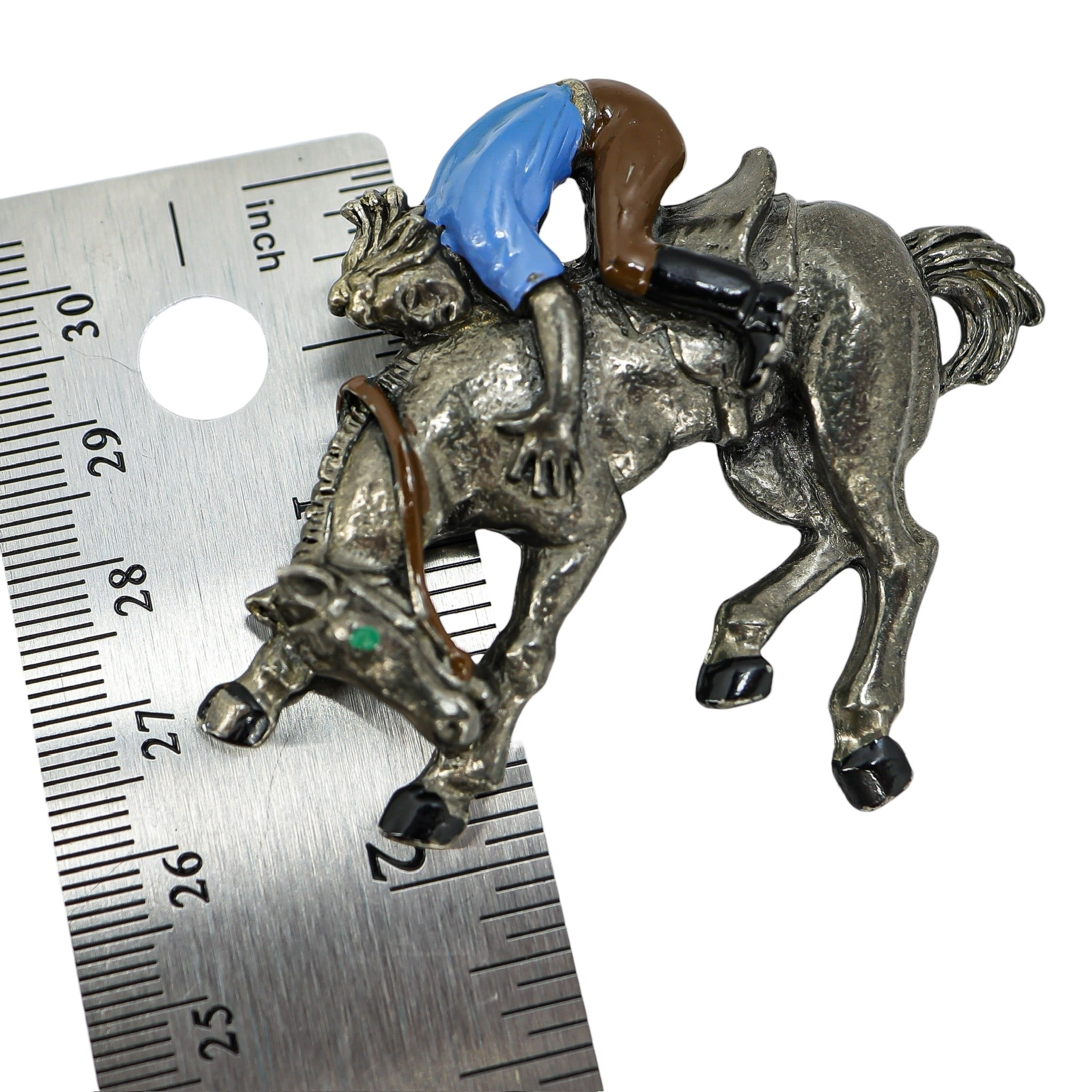 Vintage Horse Rider Equestrian Brooch In Pewter, Large 2.5"