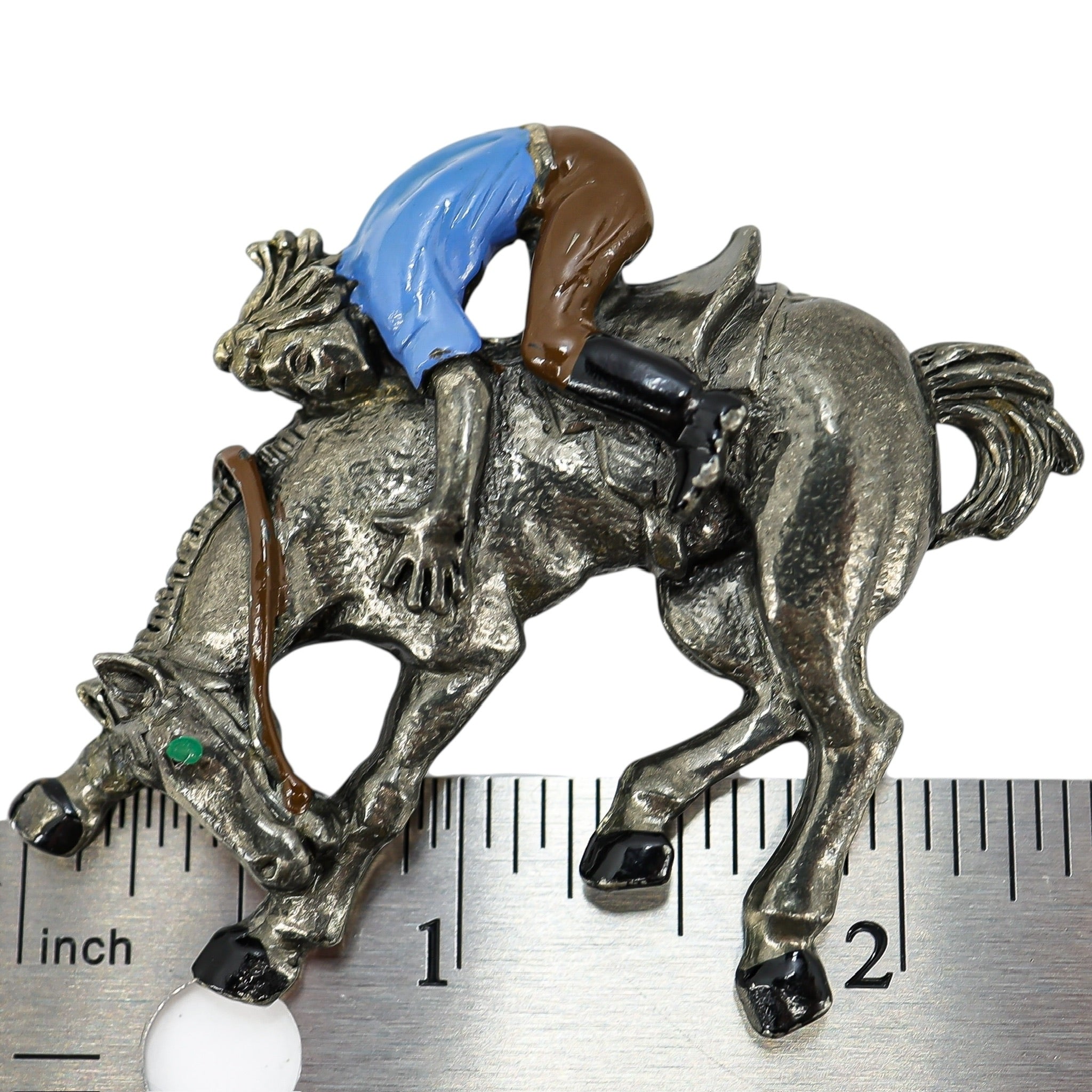 Vintage Horse Rider Equestrian Brooch In Pewter, Large 2.5"