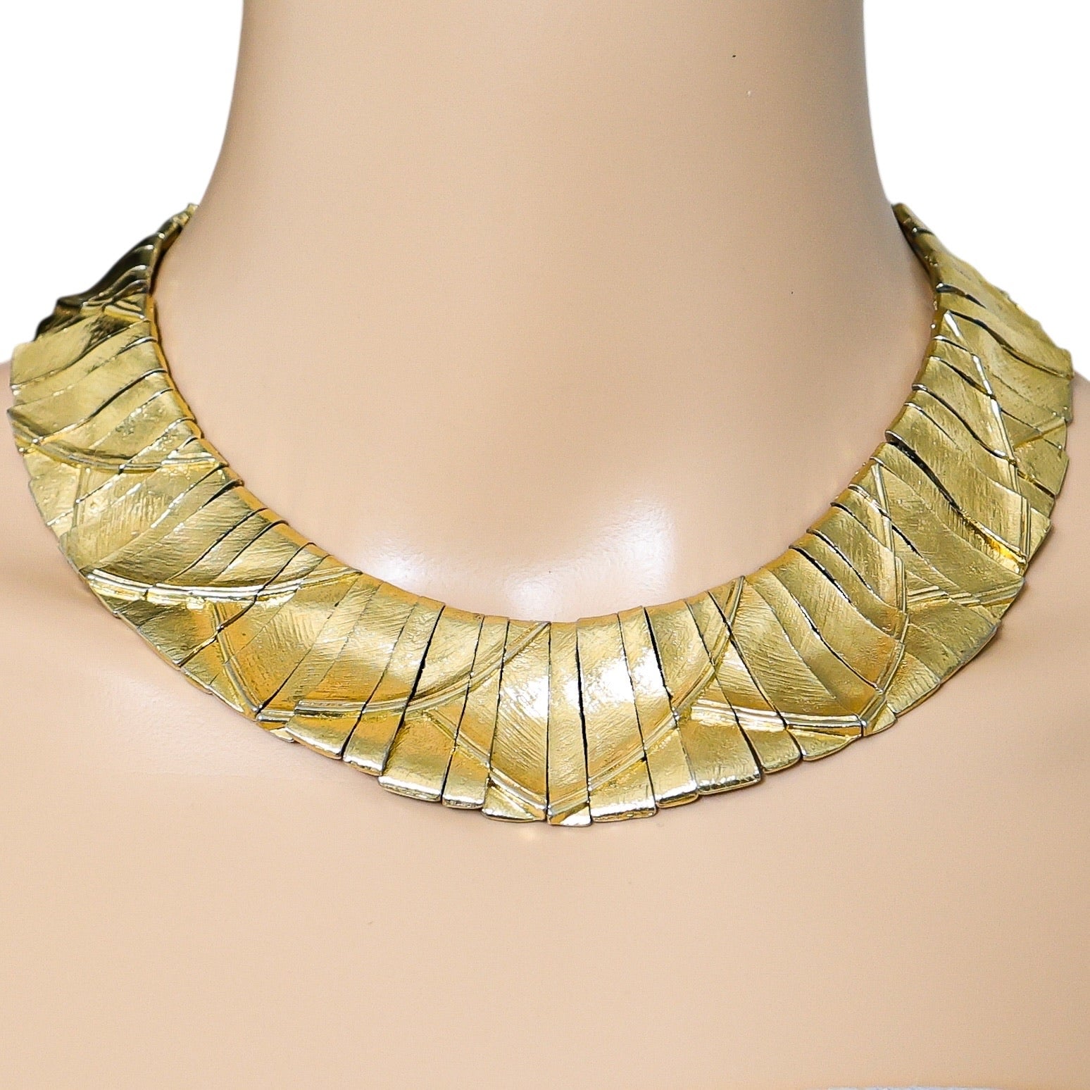 Egyptian Revival Gold Tone Collar Necklace - Design Attributed To Les Bernard