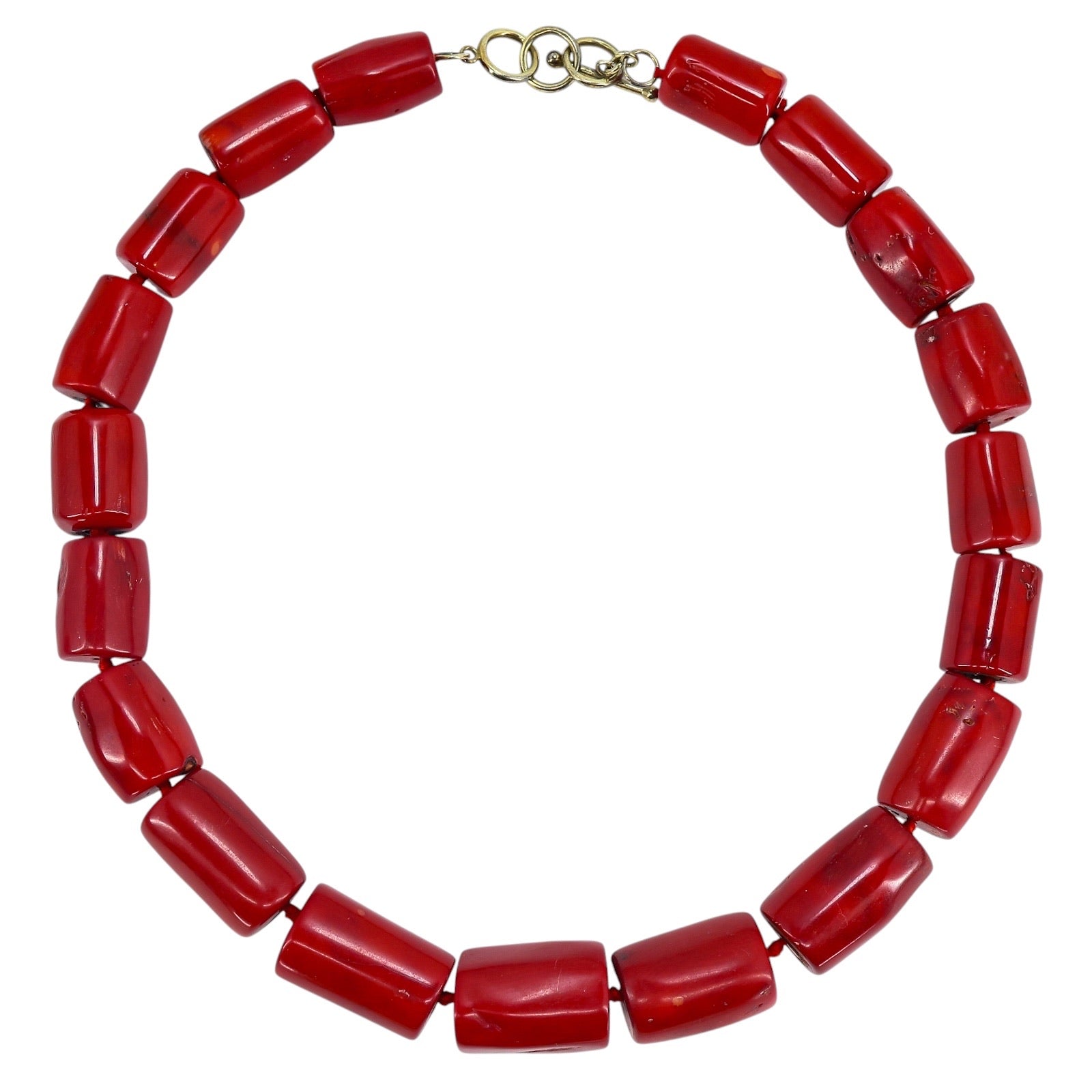 Lucas Lameth LUC 925 Sterling Chunky Branch Red Coral Bead Necklace 18” Boho