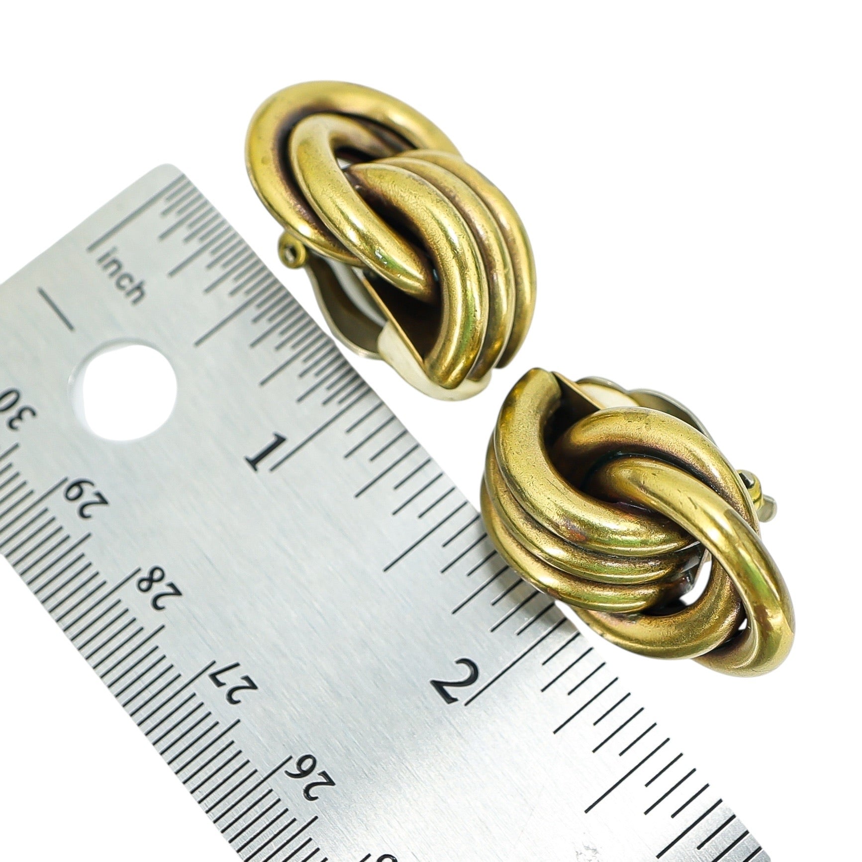 Mission Bell SF Modernist Solid Brass Clip On Earrings