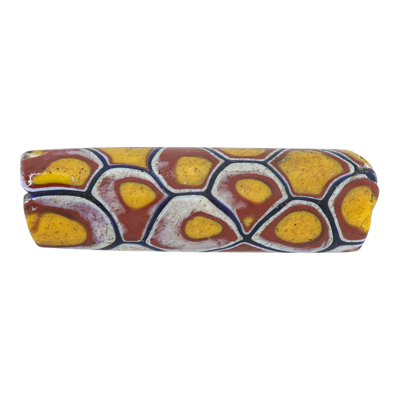 Antique Venetian Millefiori Lattice Tube Trade Bead Picard #693 43mm x 12.9mm