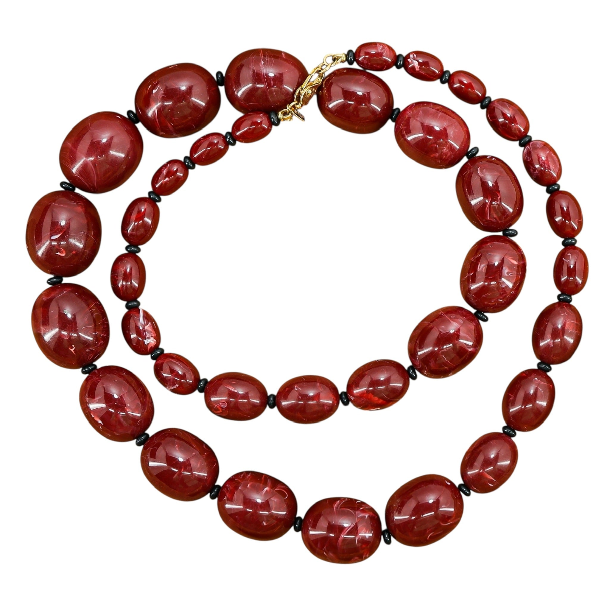 Vintage Monet Runway Chunky Bold Statement Red Lucite Bead Necklace 29"