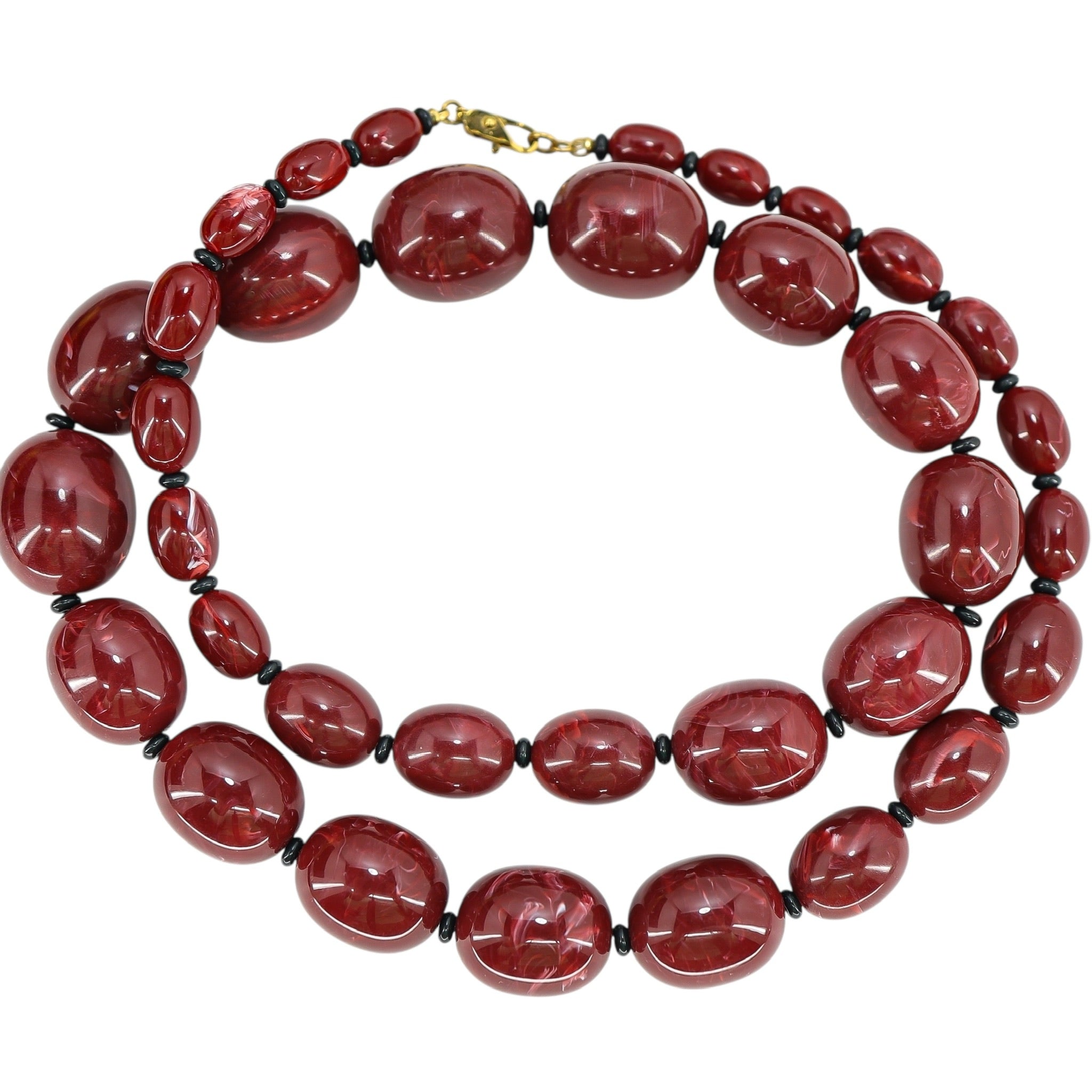Vintage Monet Runway Chunky Bold Statement Red Lucite Bead Necklace 29"