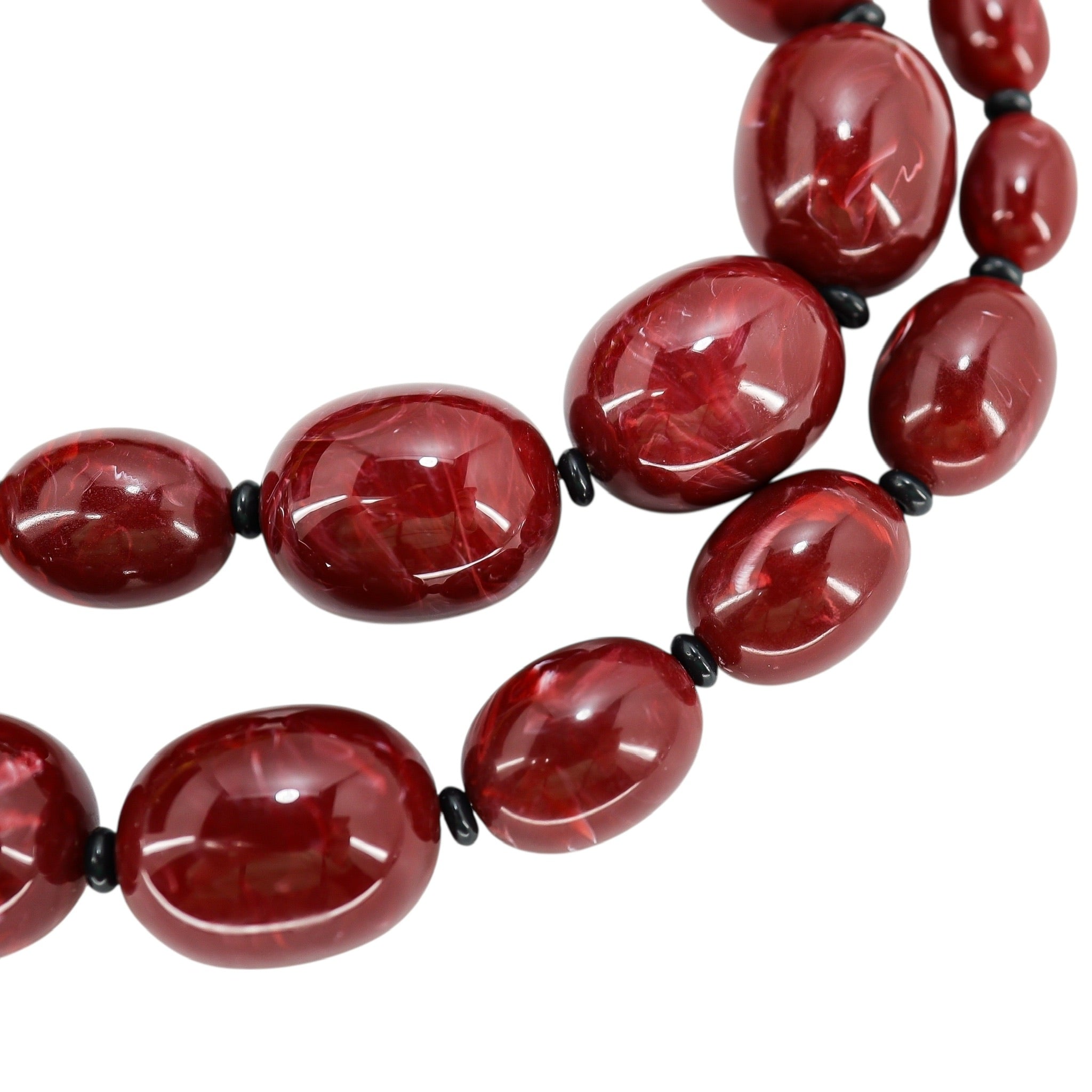 Vintage Monet Runway Chunky Bold Statement Red Lucite Bead Necklace 29"