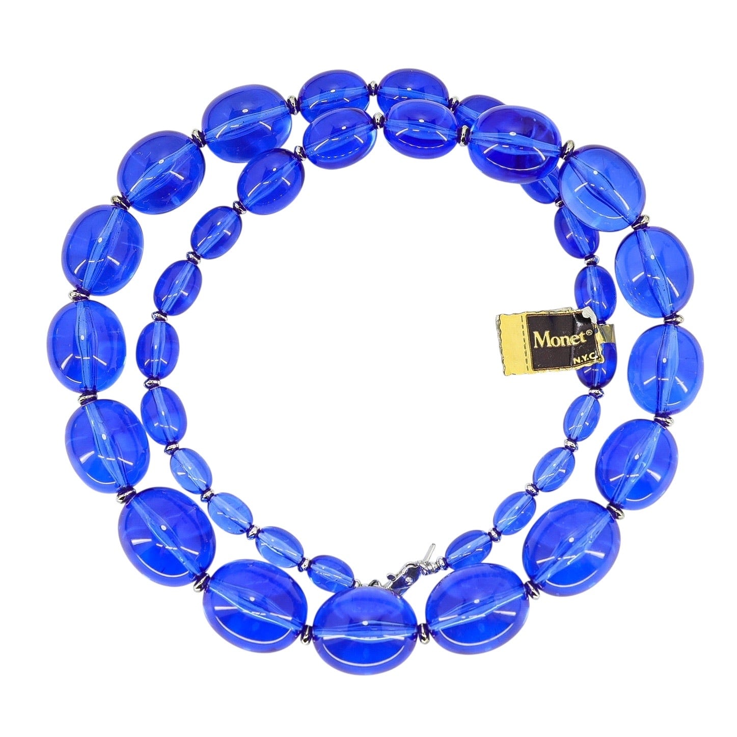 NWT Monet Rousseau Collection Necklace NOS Bold Cobalt Blue Lucite Beads MOD