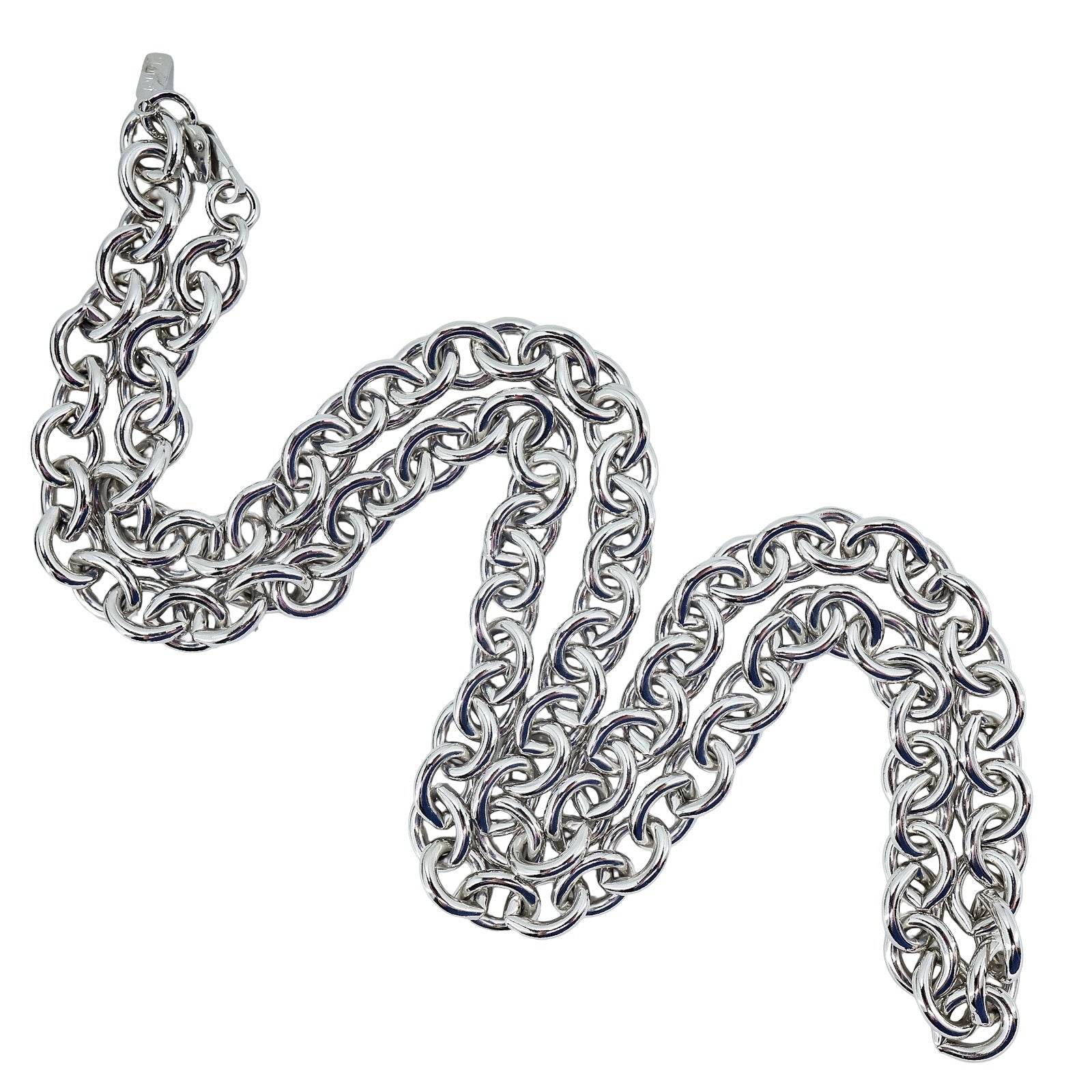Vintage Monet Silver Tone Bold Chunky Chain Necklace - 30in - 1980s Classic